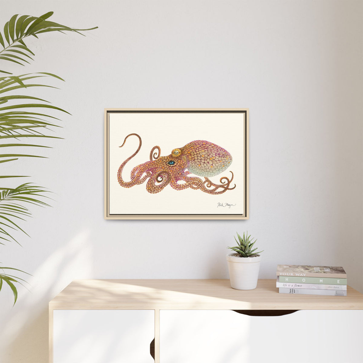 Two Spot Octopus Framed Canvas Print Printify