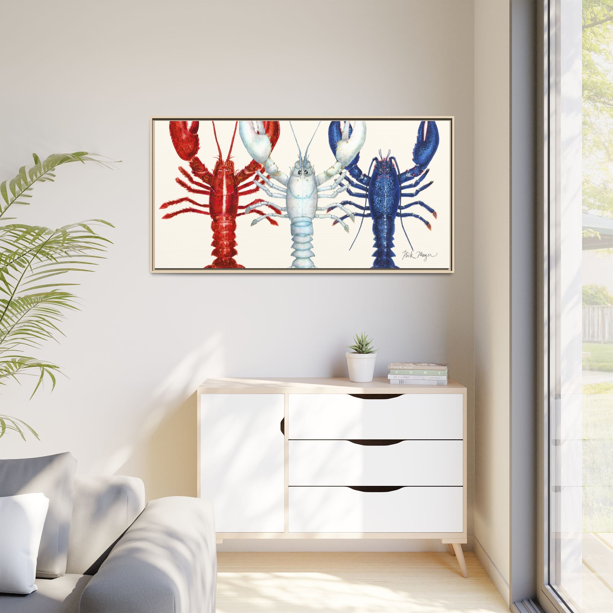 American Lobsters Trio Framed Canvas Print Printify