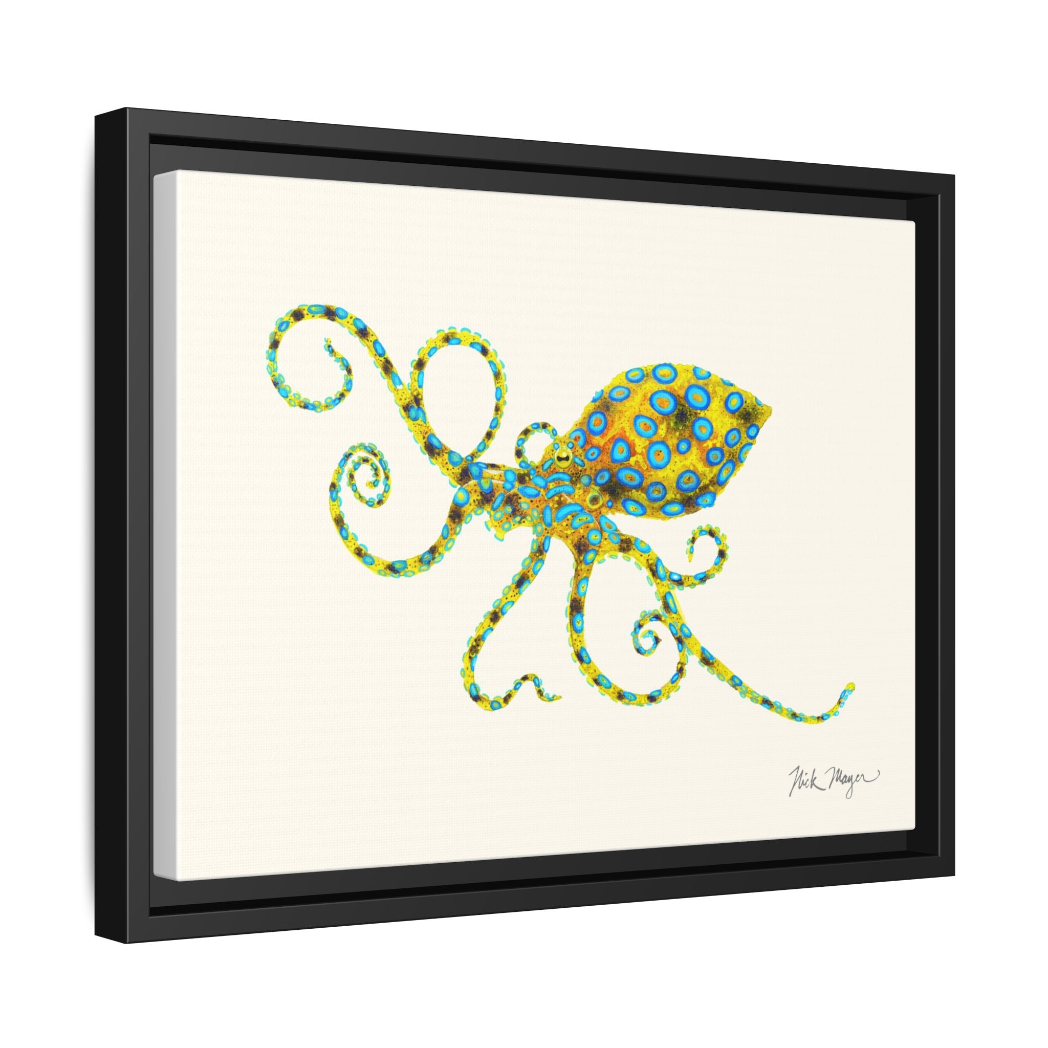 Blue Ringed Octopus Framed Canvas Print Printify
