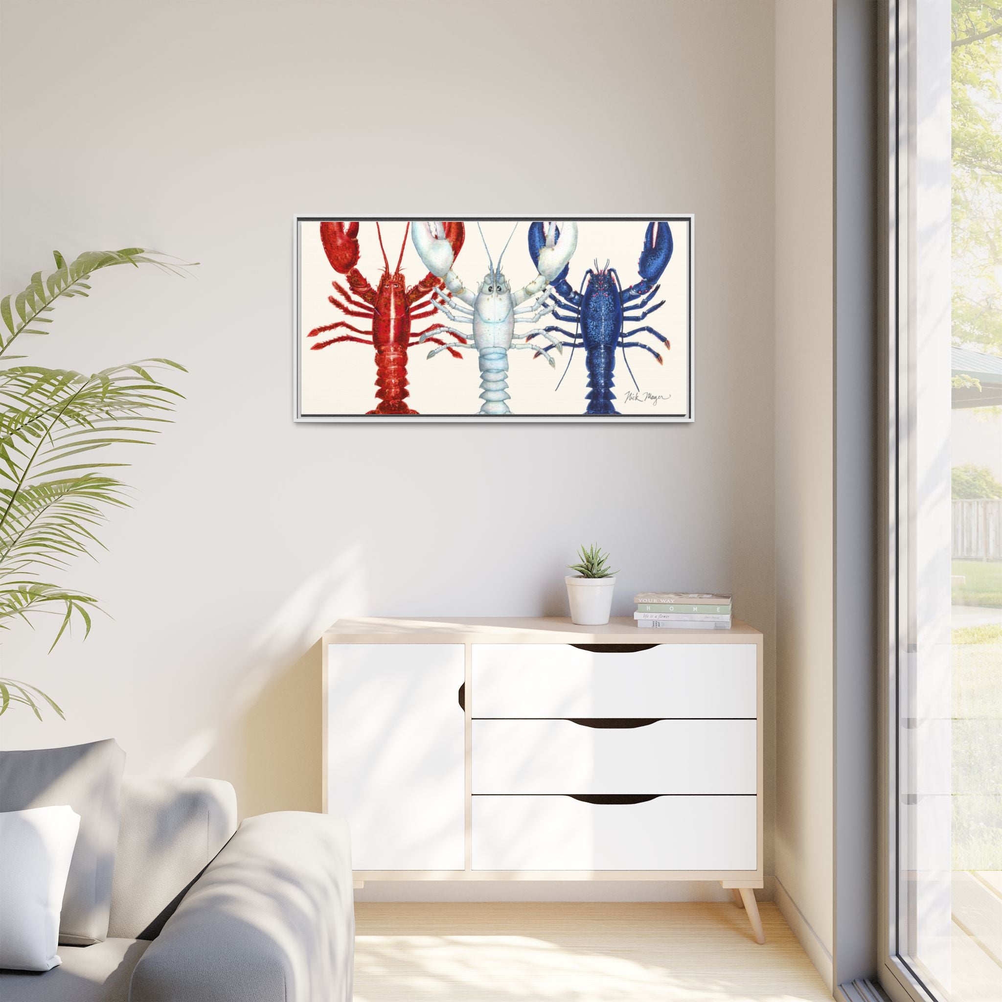 American Lobsters Trio Framed Canvas Print Printify