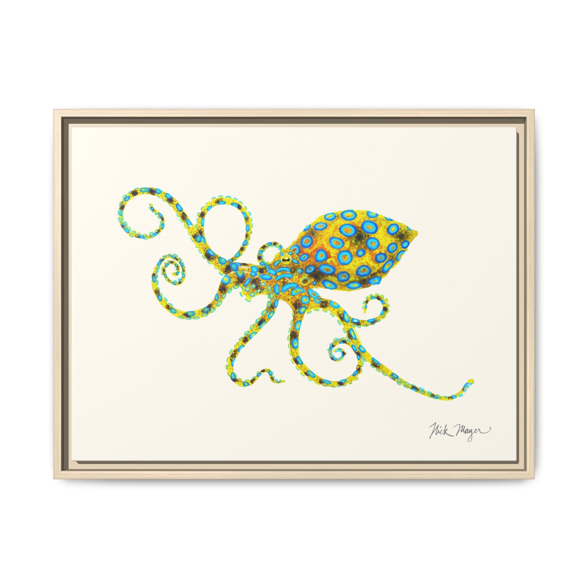 Blue Ringed Octopus Framed Canvas Print Printify