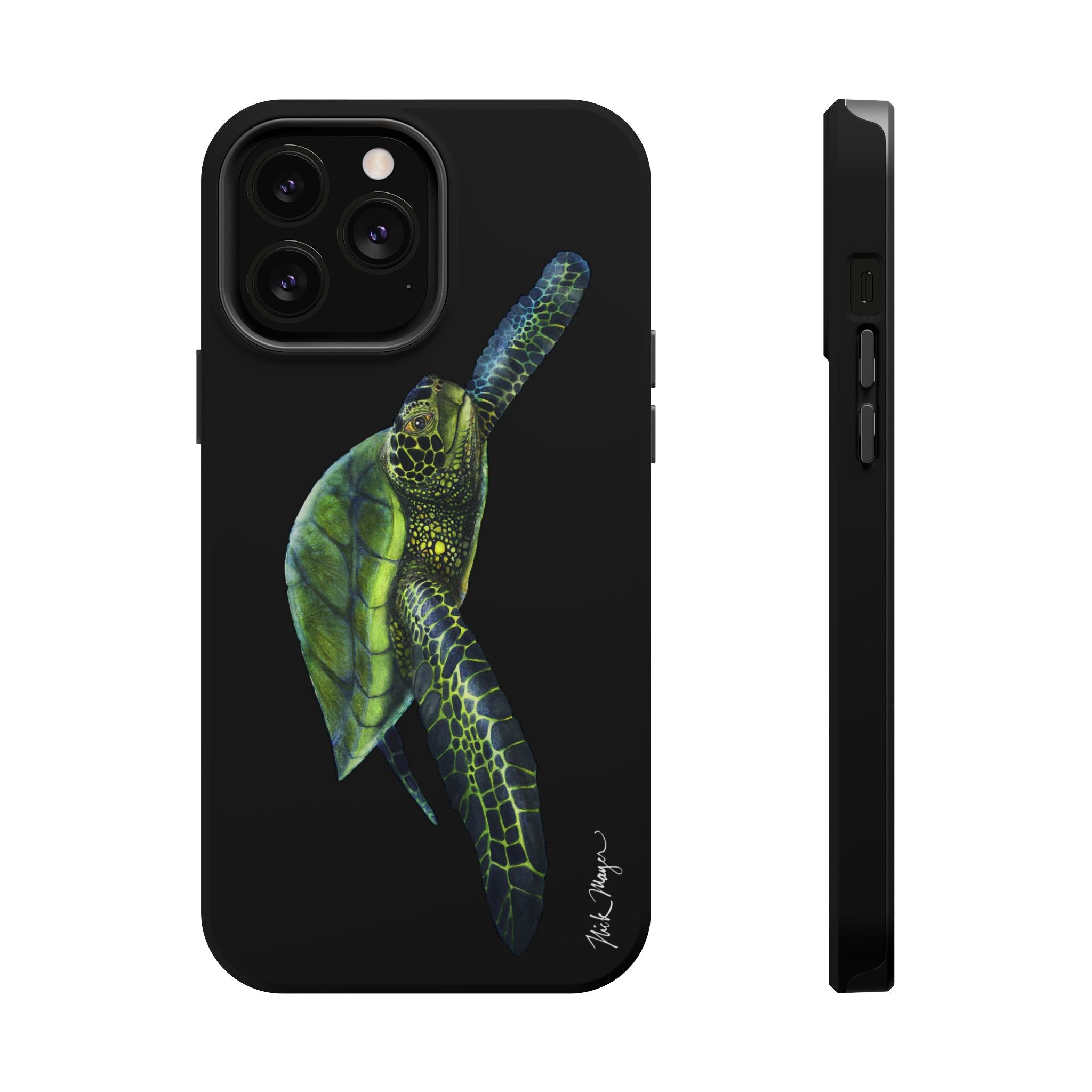Green Sea Turtle MagSafe Black iPhone Case