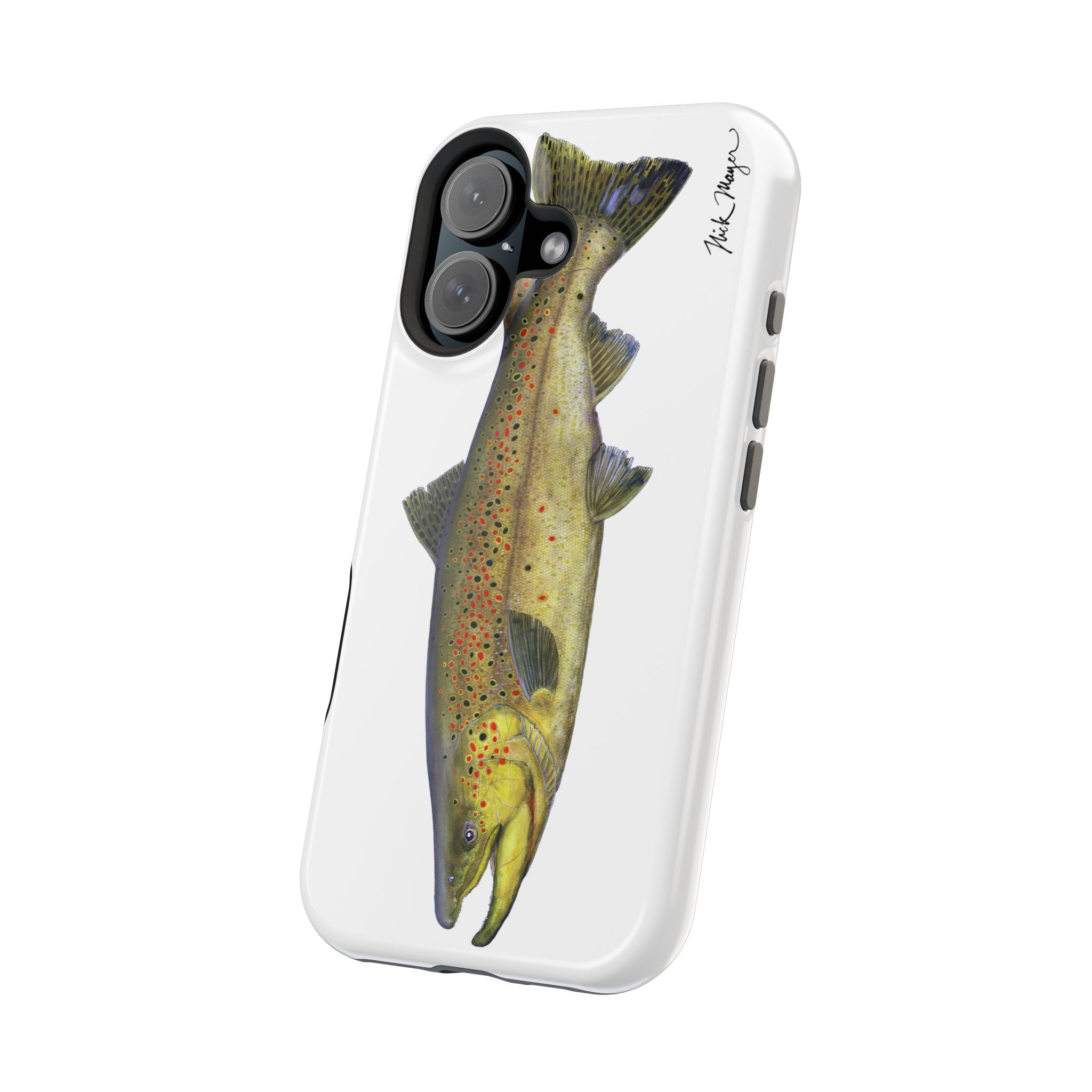 Brown Trout MagSafe White iPhone Case