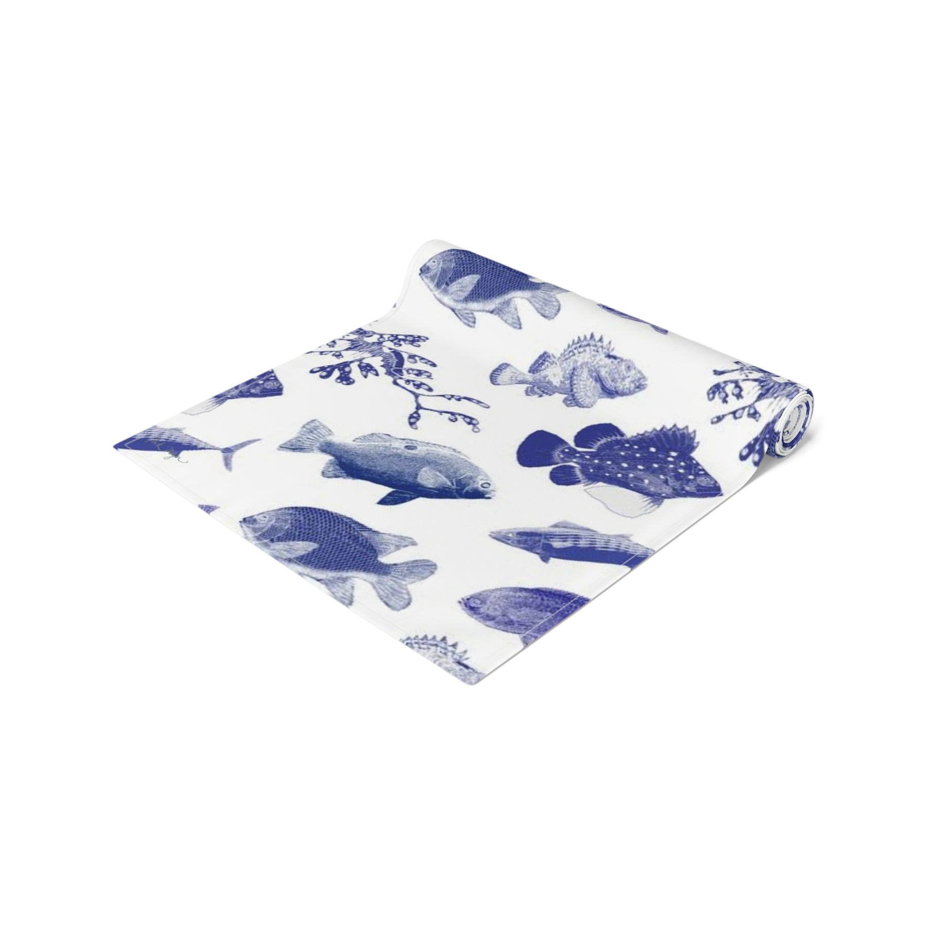 Ocean Stamps Cotton Table Runner