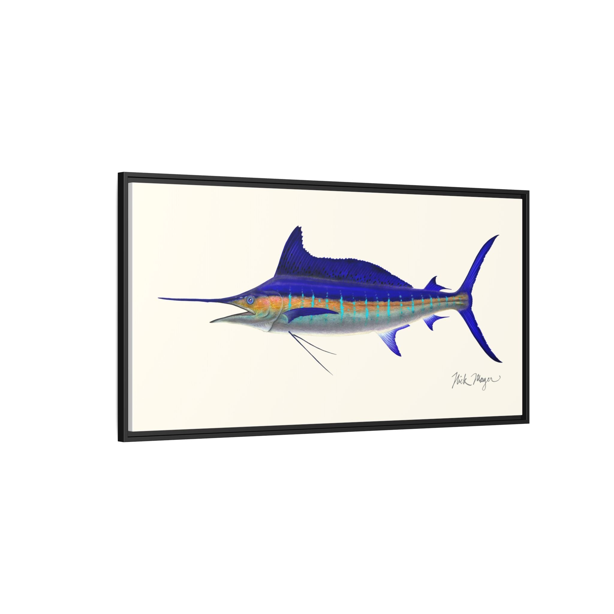 Striped Marlin Framed Canvas Print Printify