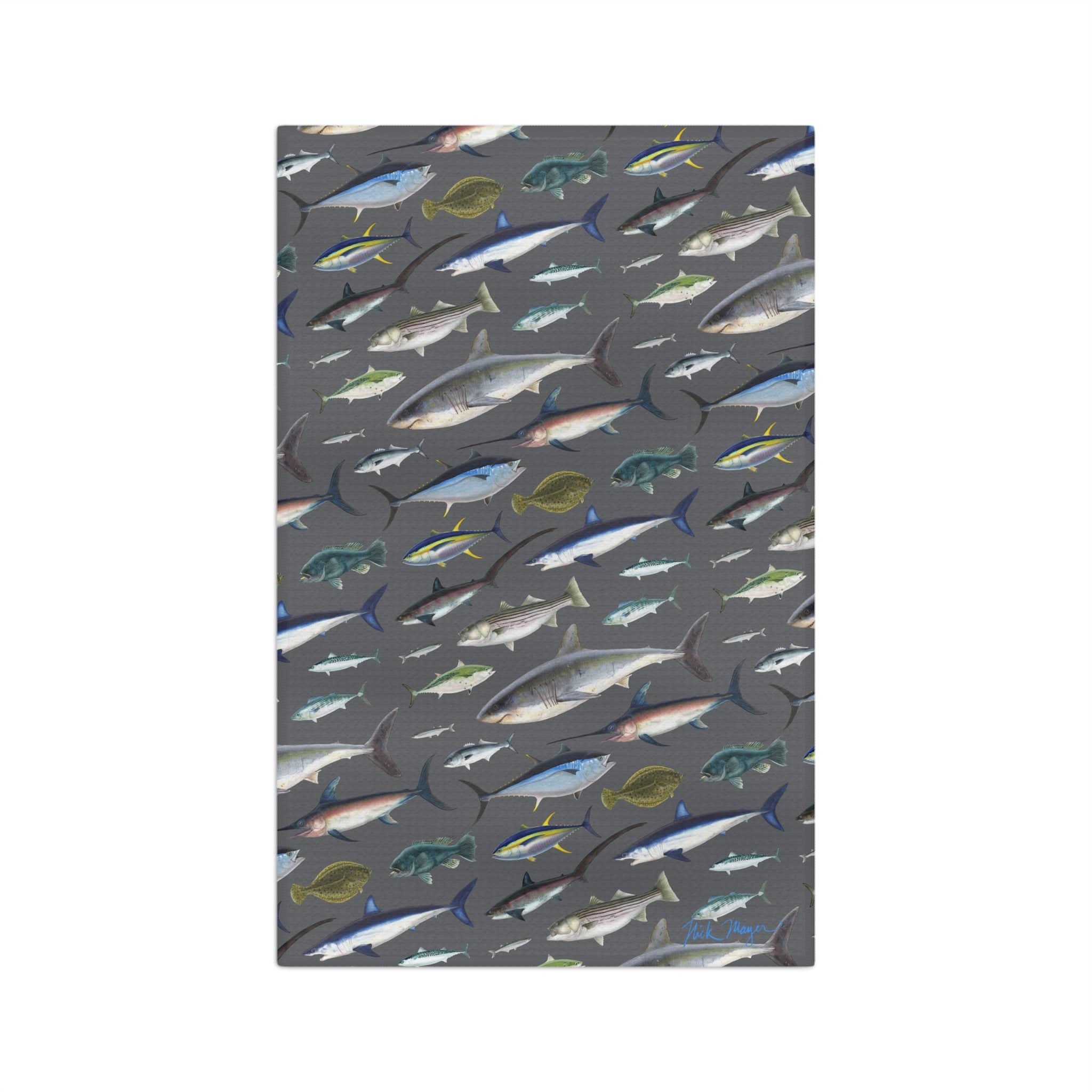 NE Fish Grey Soft Kitchen Towel