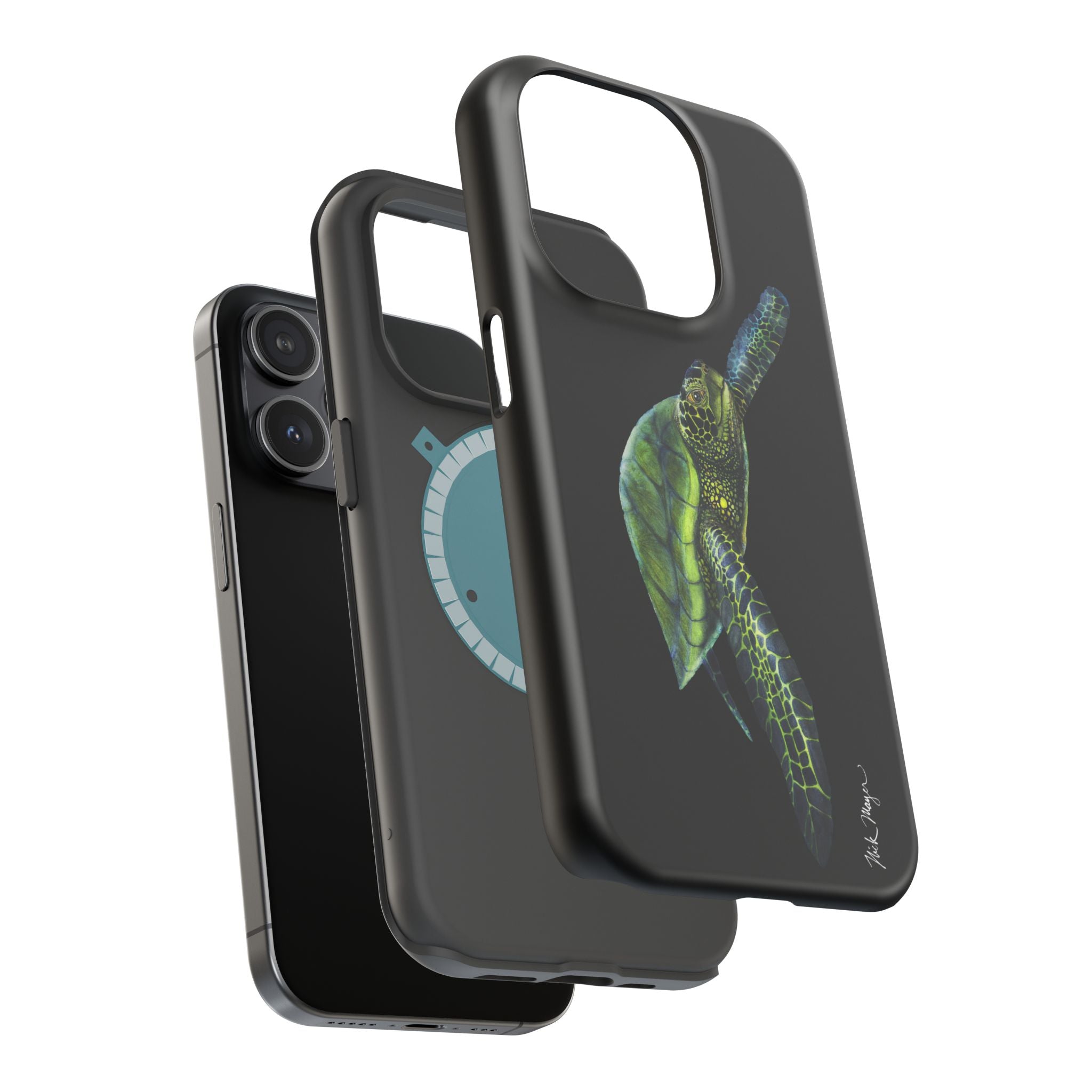 Green Sea Turtle MagSafe Black iPhone Case