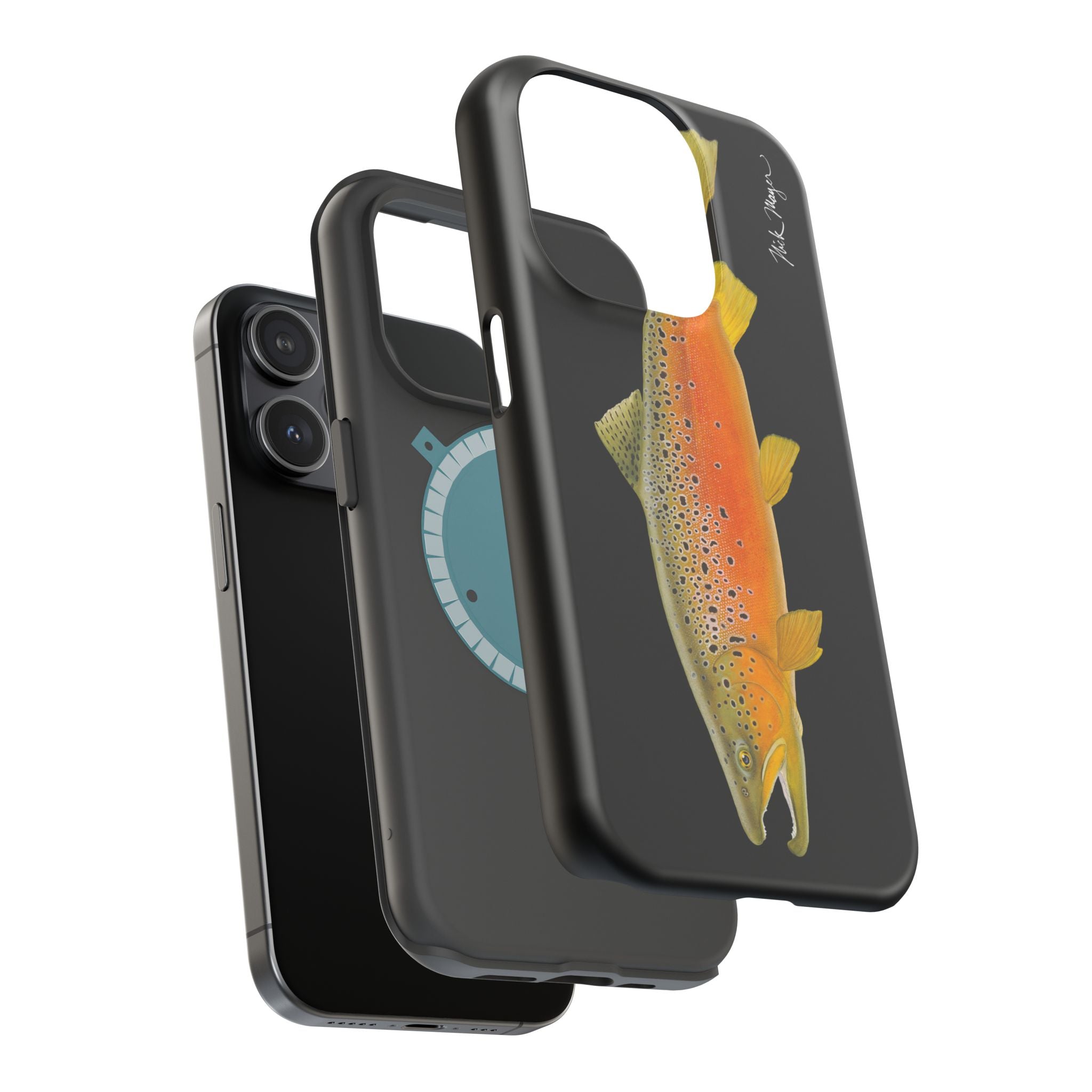 Brown Trout 2 Black MagSafe iPhone Case, NEW for Holiday 2025!