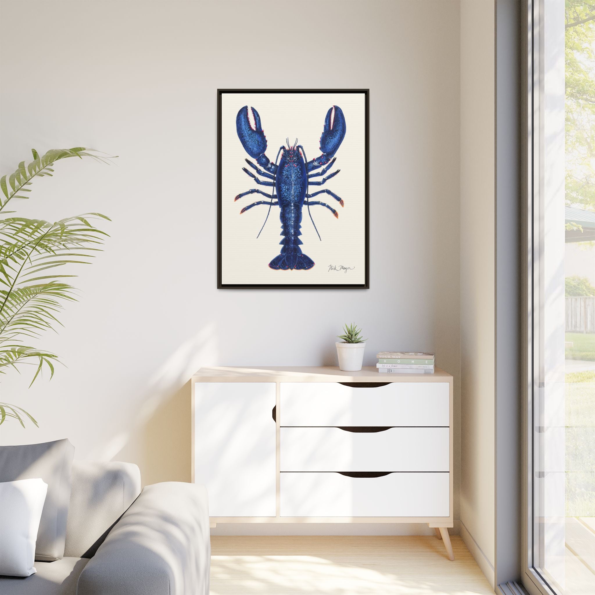 Blue Lobster II Framed Canvas Print