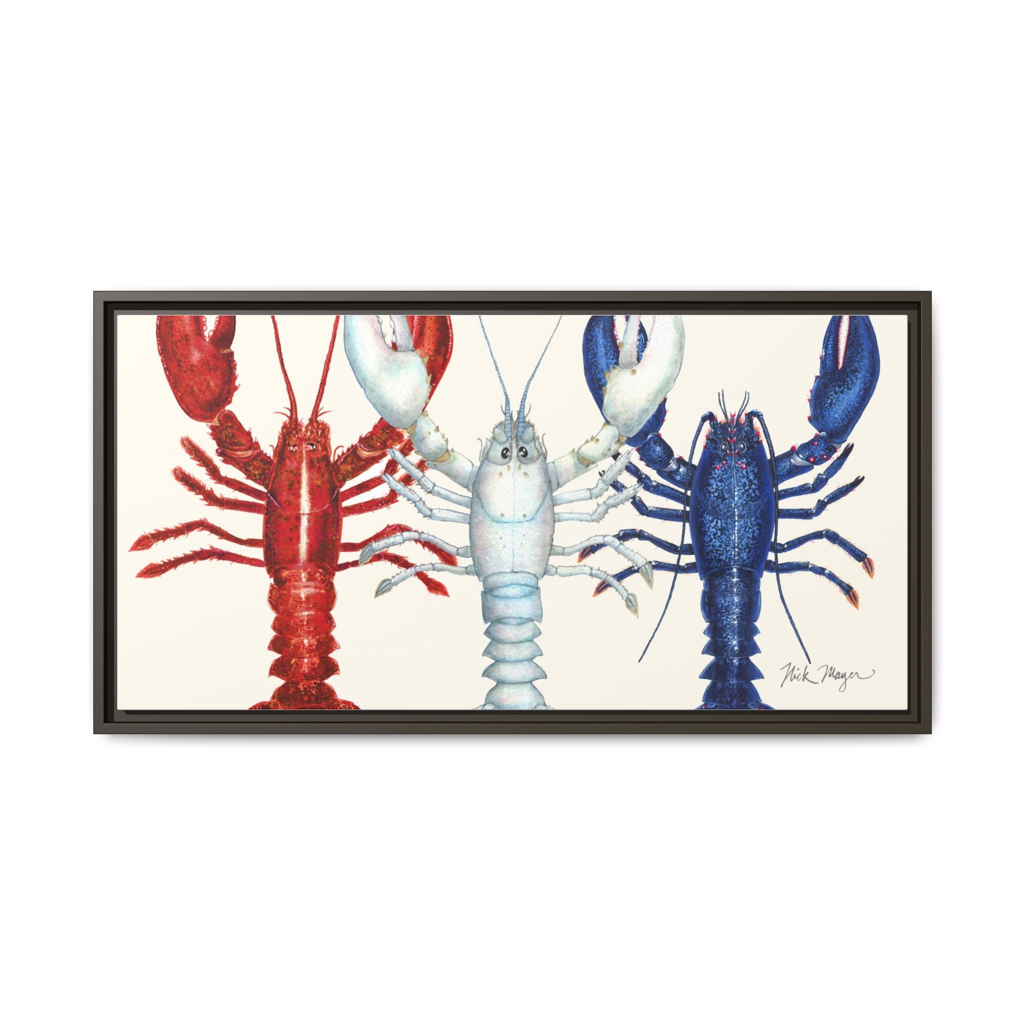 American Lobsters Trio Framed Canvas Print Printify