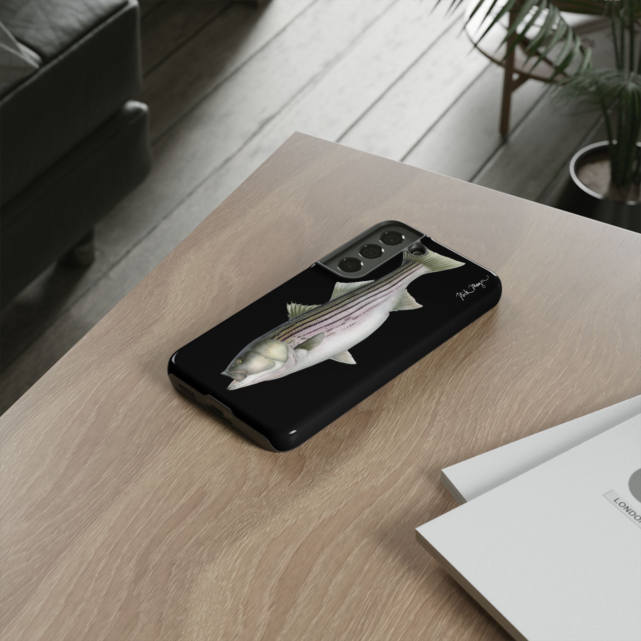 30 lb Striper Black Phone Case (Samsung) Printify