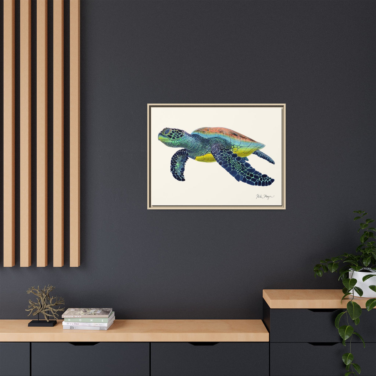 Green Sea Turtle II Framed Canvas Print Printify