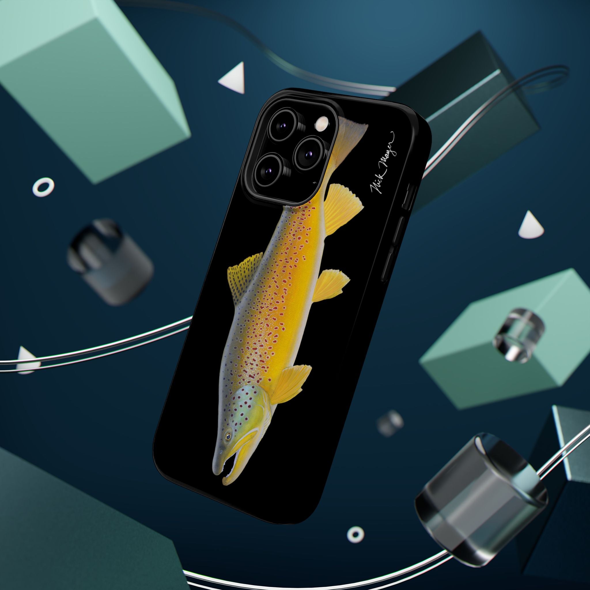 Brown Trout 3 Black MagSafe iPhone Case