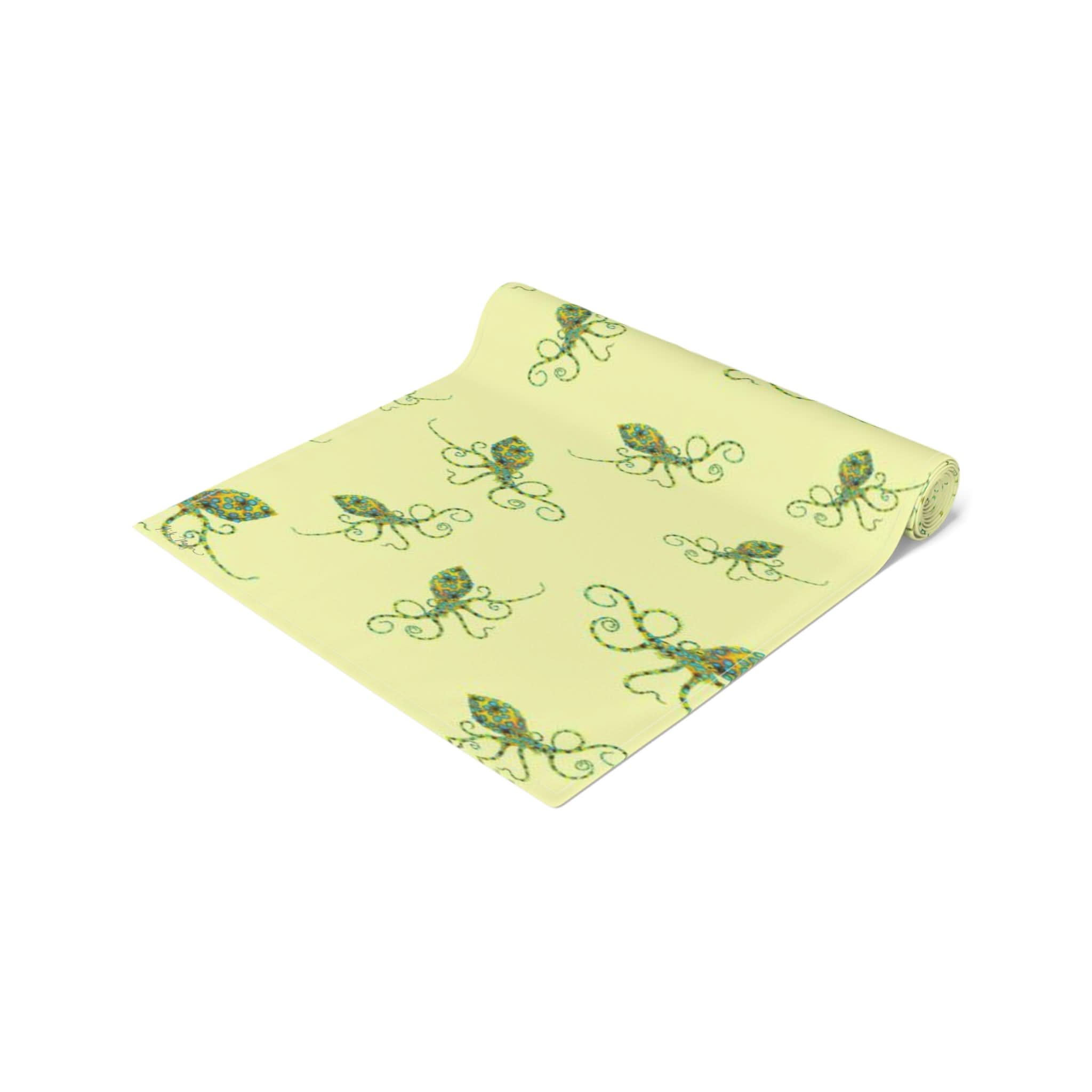 Yellow Octopus Cotton Table Runner