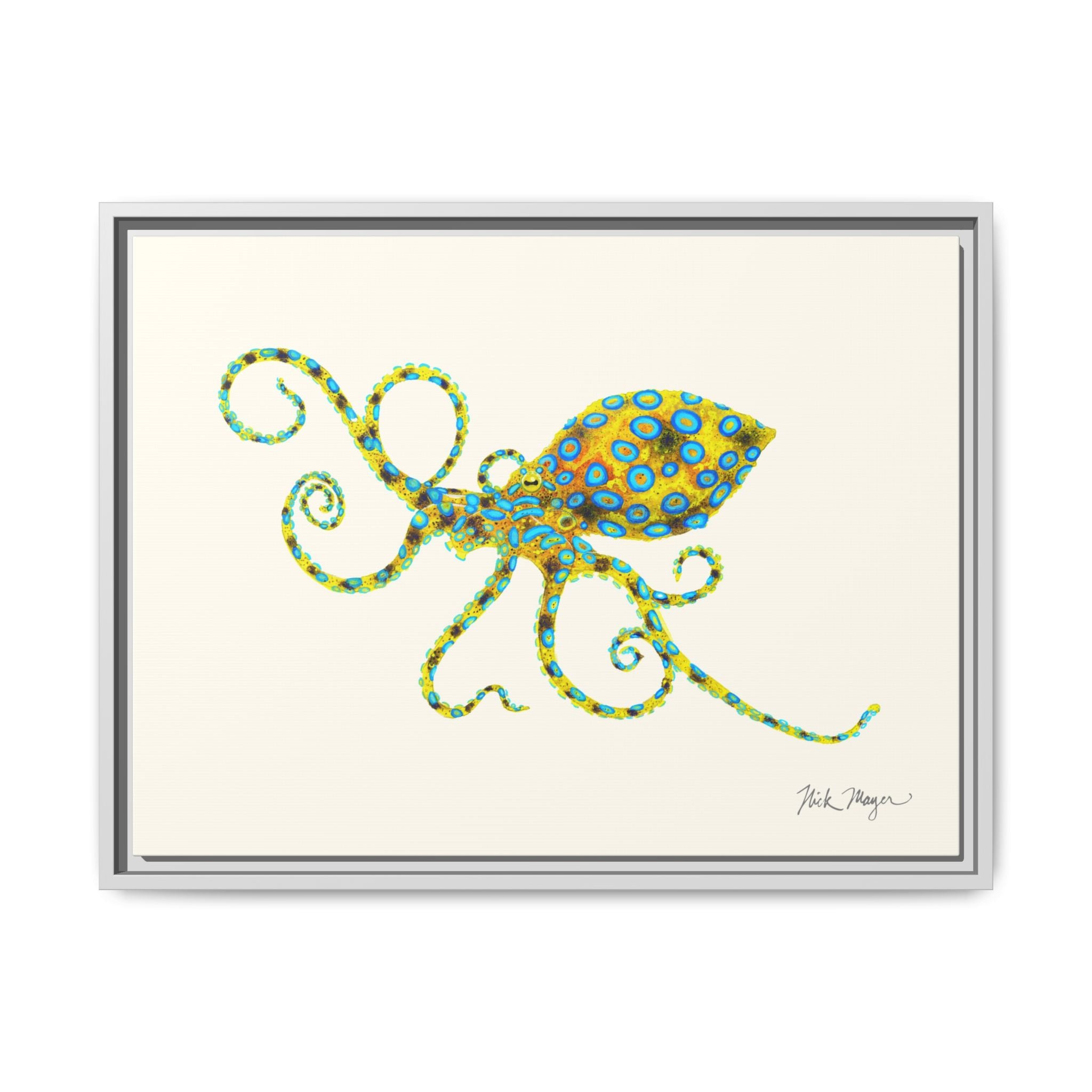 Blue Ringed Octopus Framed Canvas Print Printify