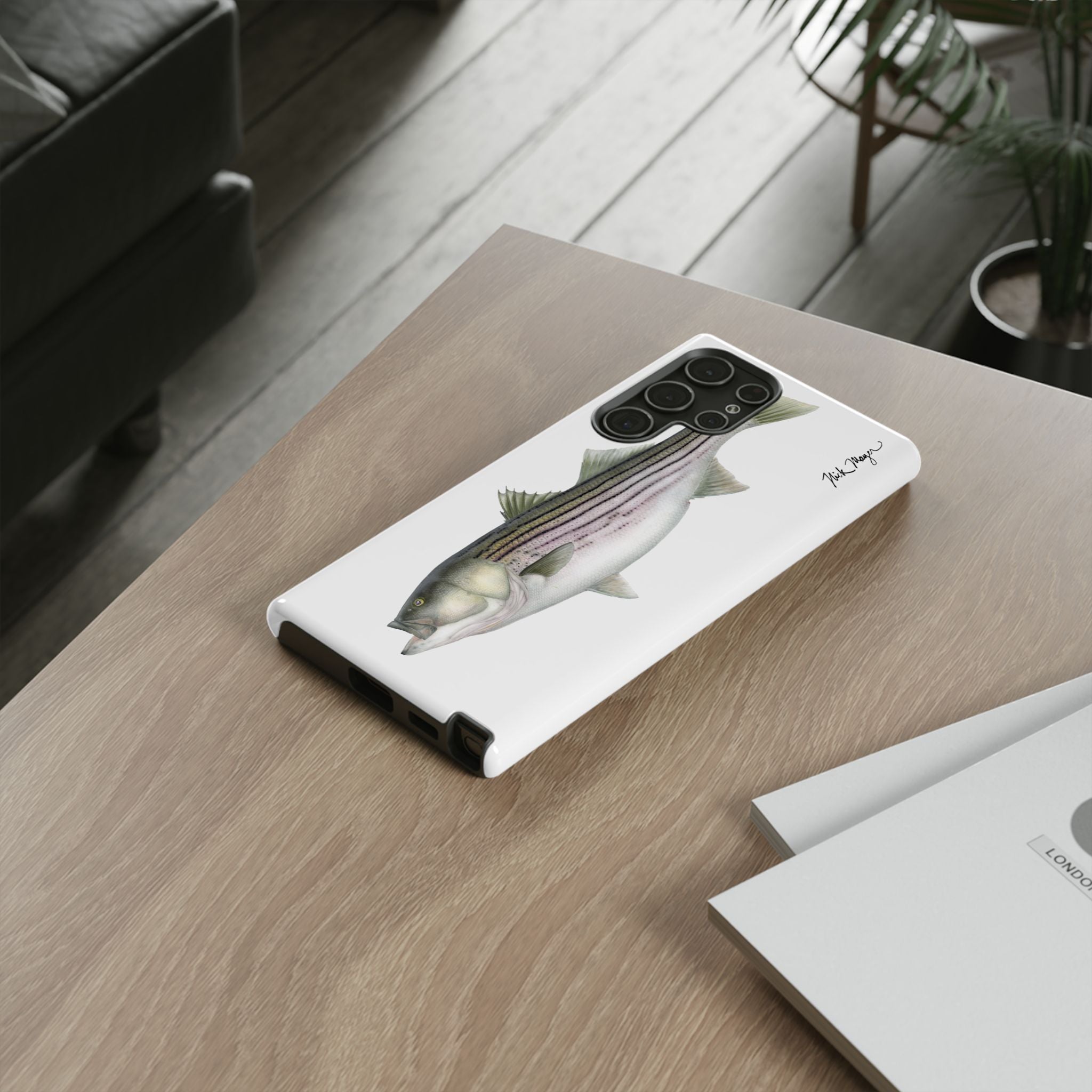 30 lb Striper White Phone Case (Samsung) Printify