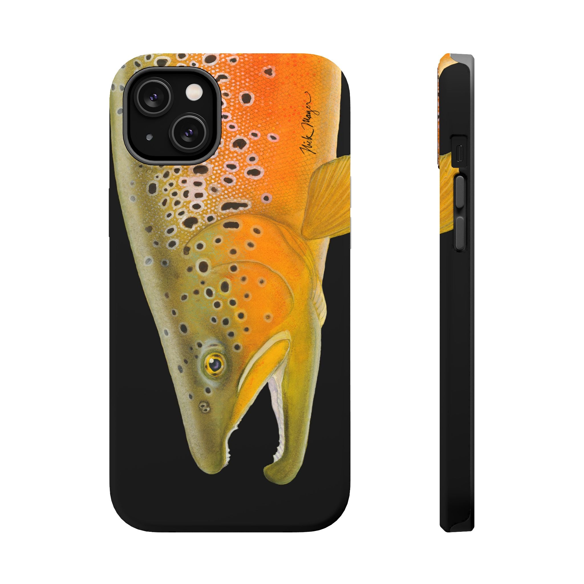 Brown Trout 2 Black MagSafe iPhone Case