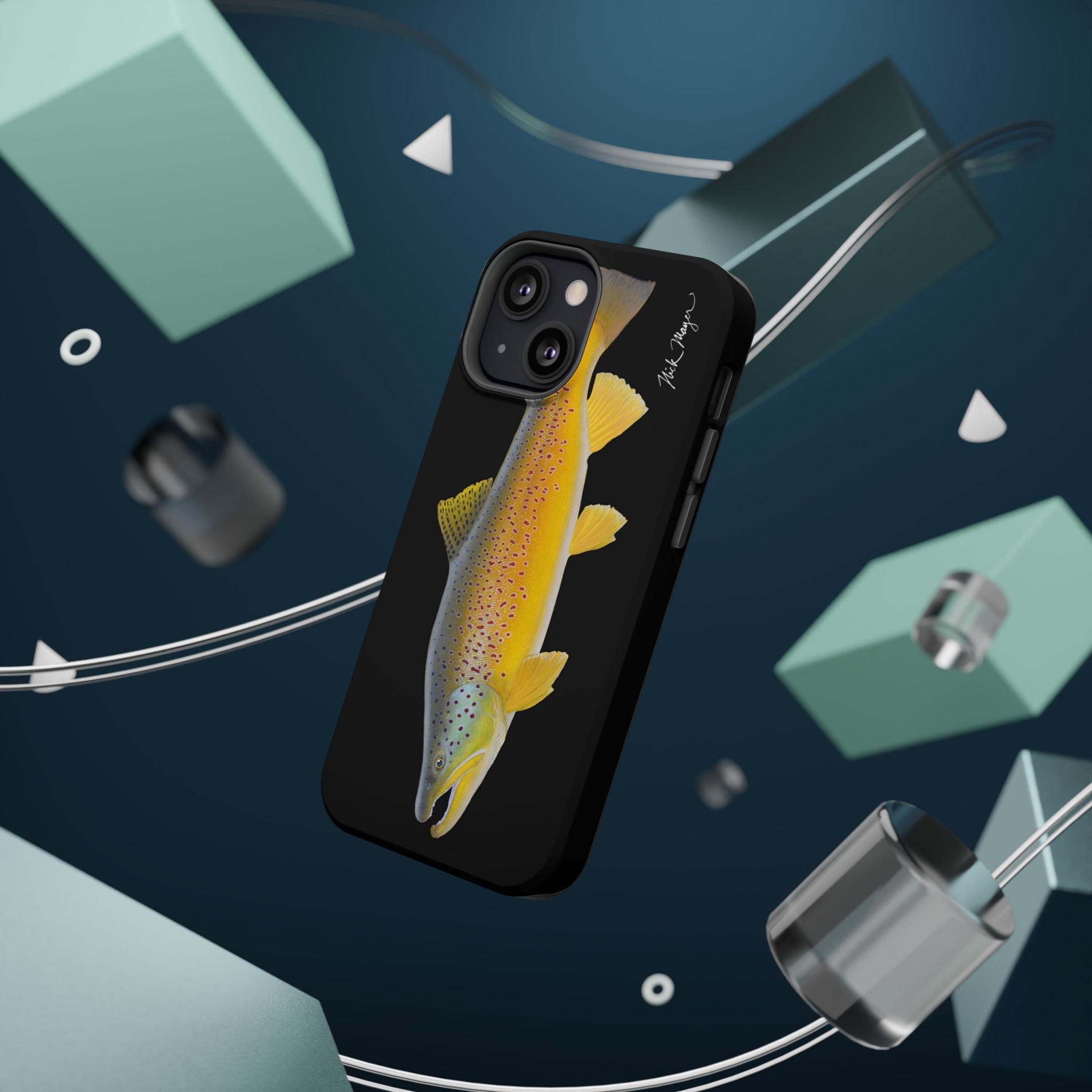 Brown Trout 3 Black MagSafe iPhone Case