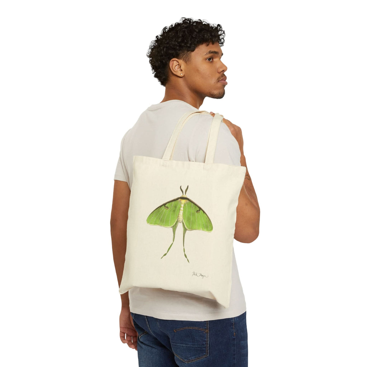 Luna Moth Cotton Canvas Tote Bag