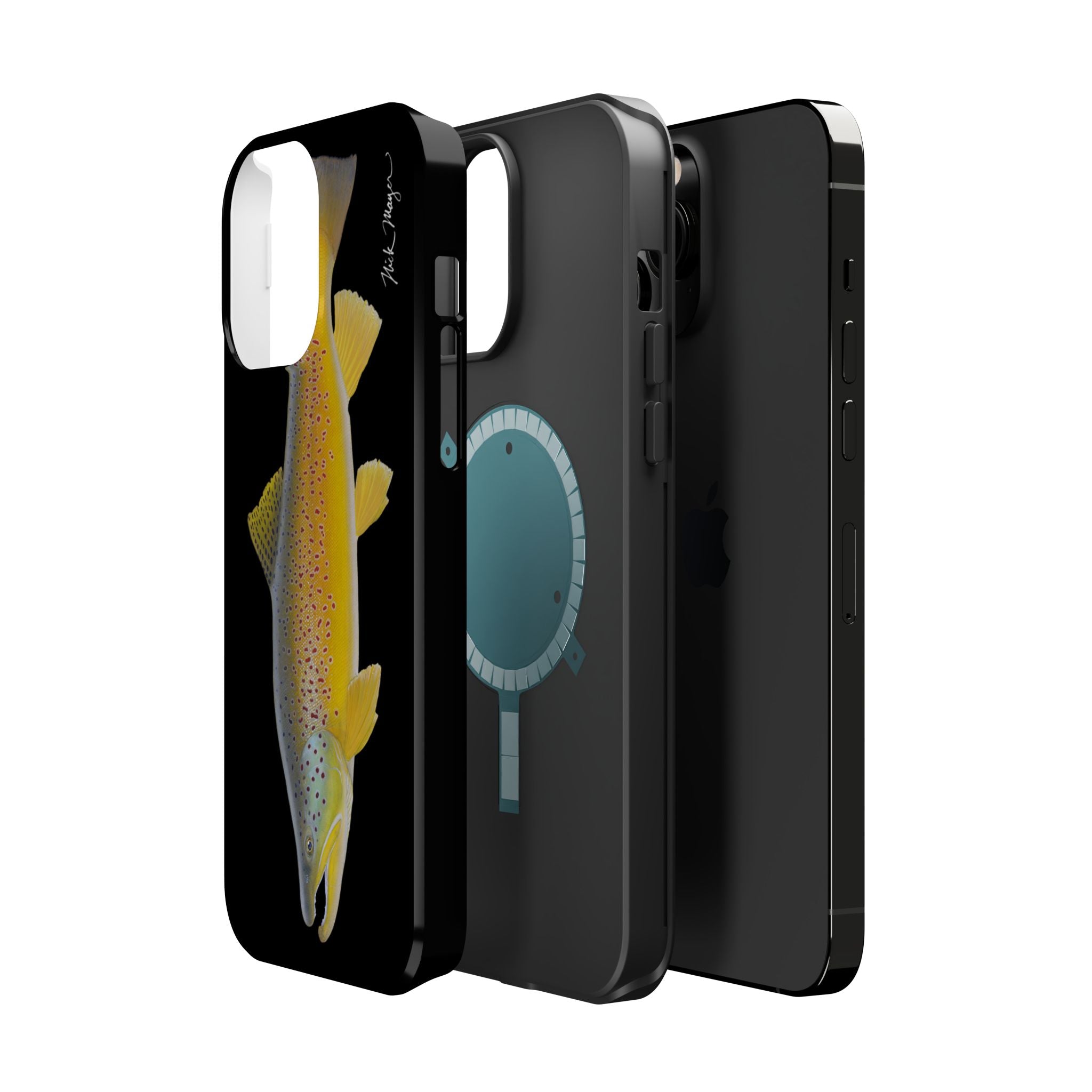 Brown Trout 3 Black MagSafe iPhone Case