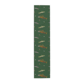 Brook Trout & Flies Cotton Table Runner