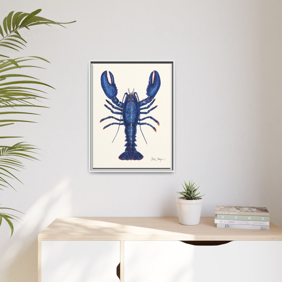 Blue Lobster II Framed Canvas Print Printify