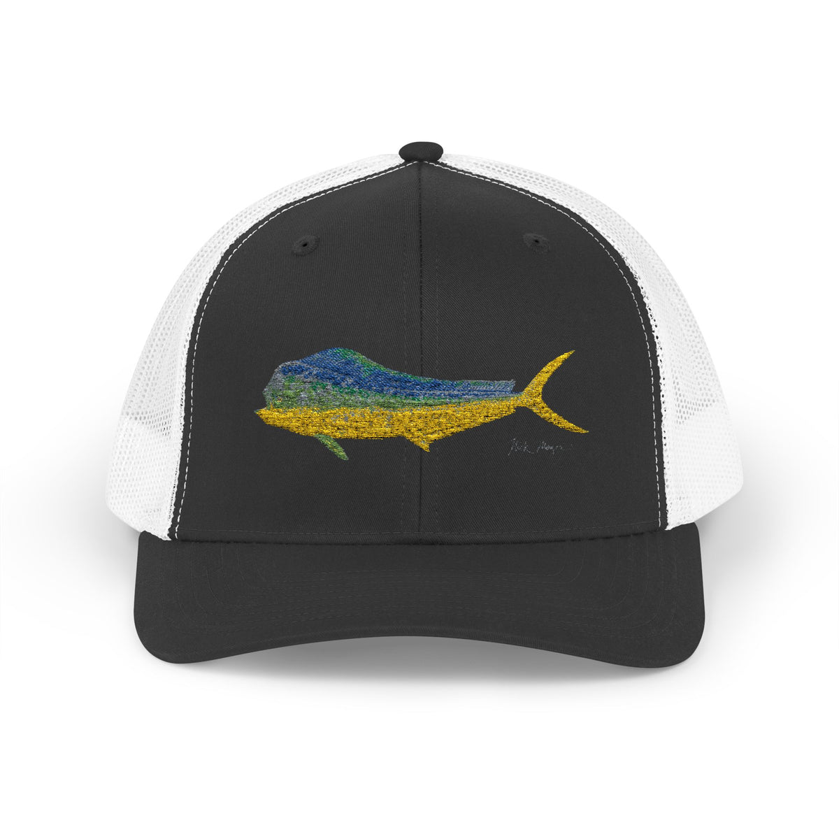 Bull Mahi Embroidered Snapback Trucker Hat Printify