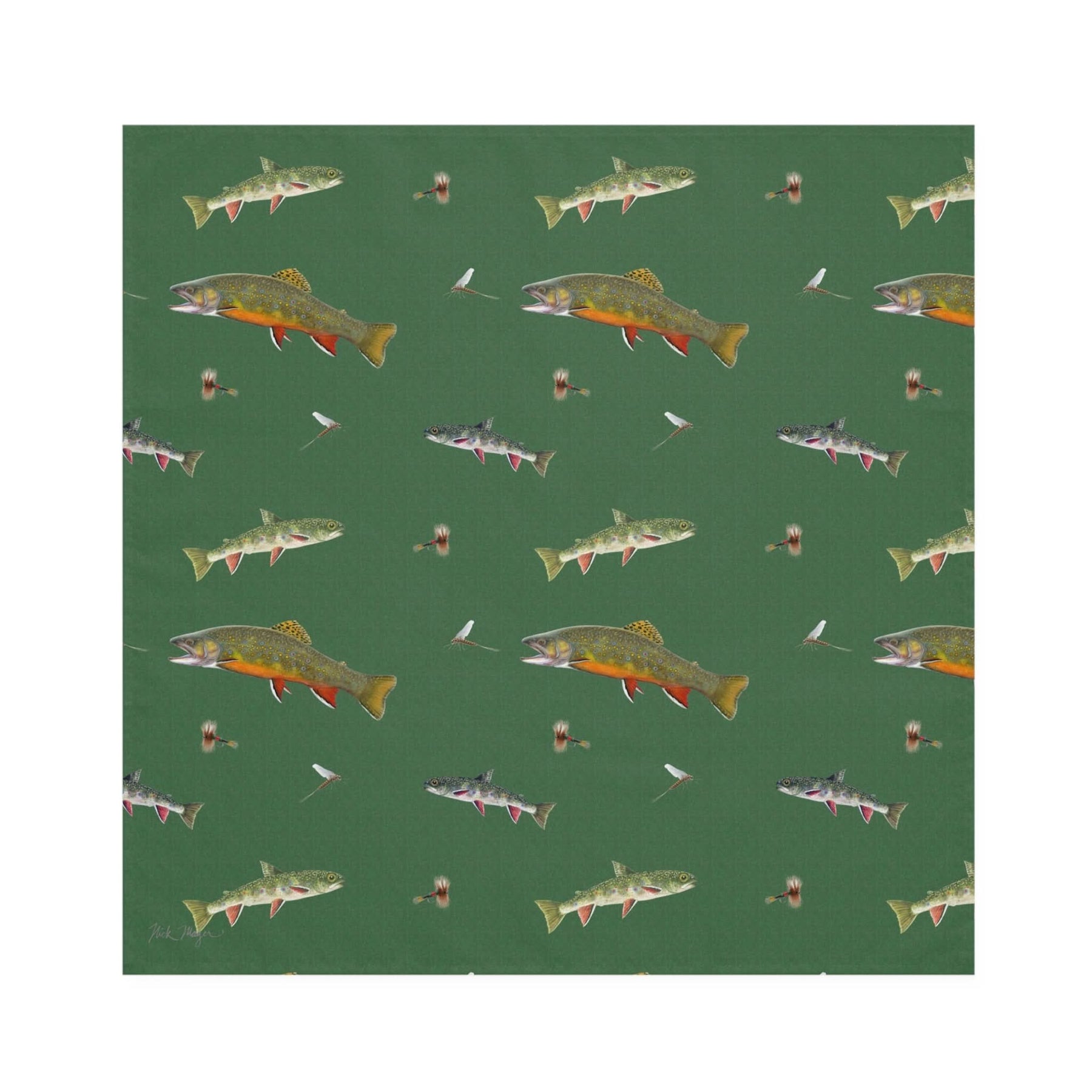 Brook Trout & Flies 4 Piece Cloth Napkin Set