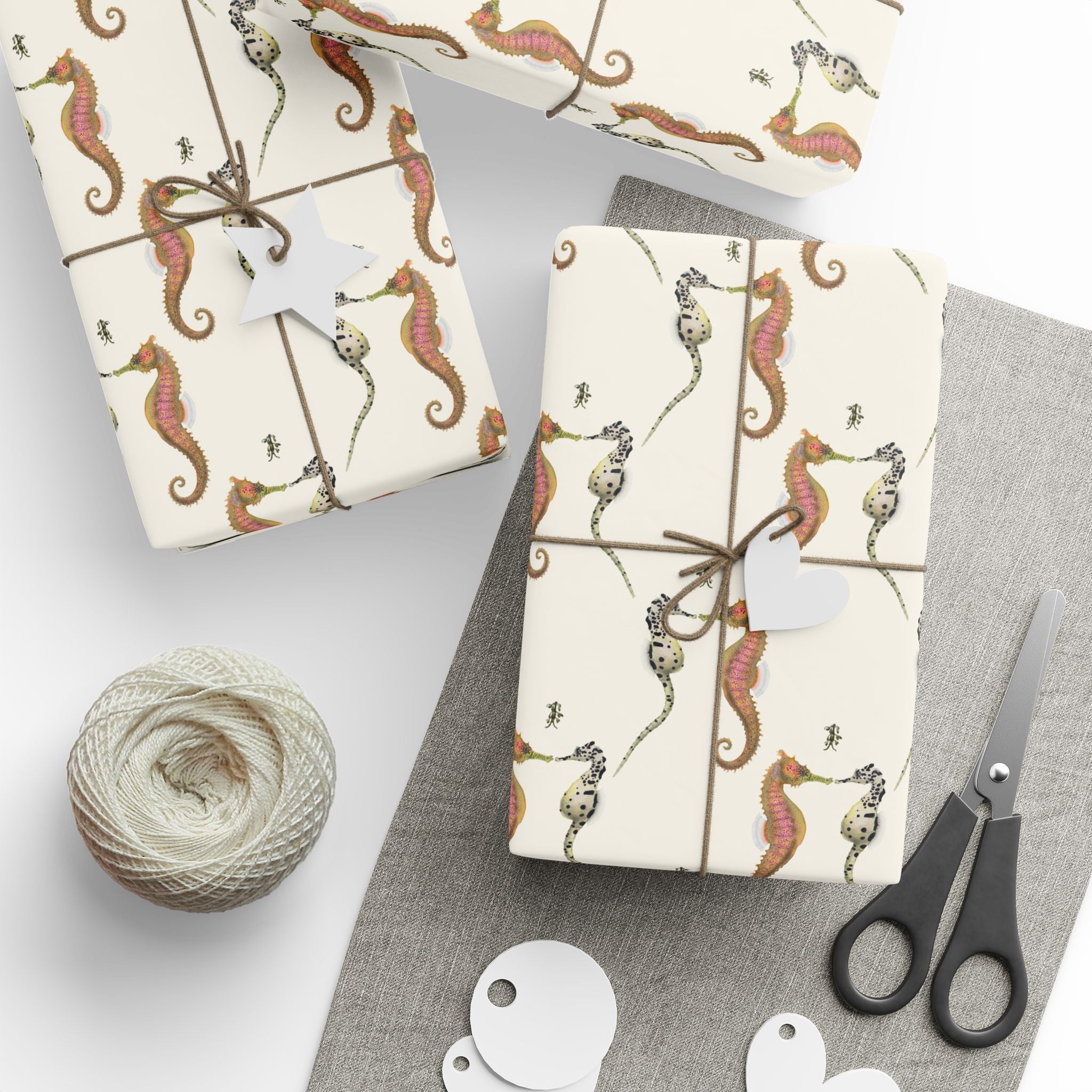 Seahorse Holiday Kisses Gift Wrapping Paper