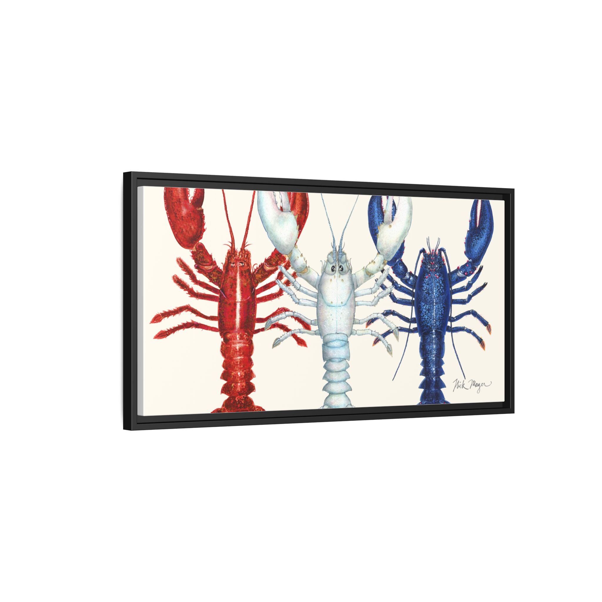 American Lobsters Trio Framed Canvas Print Printify
