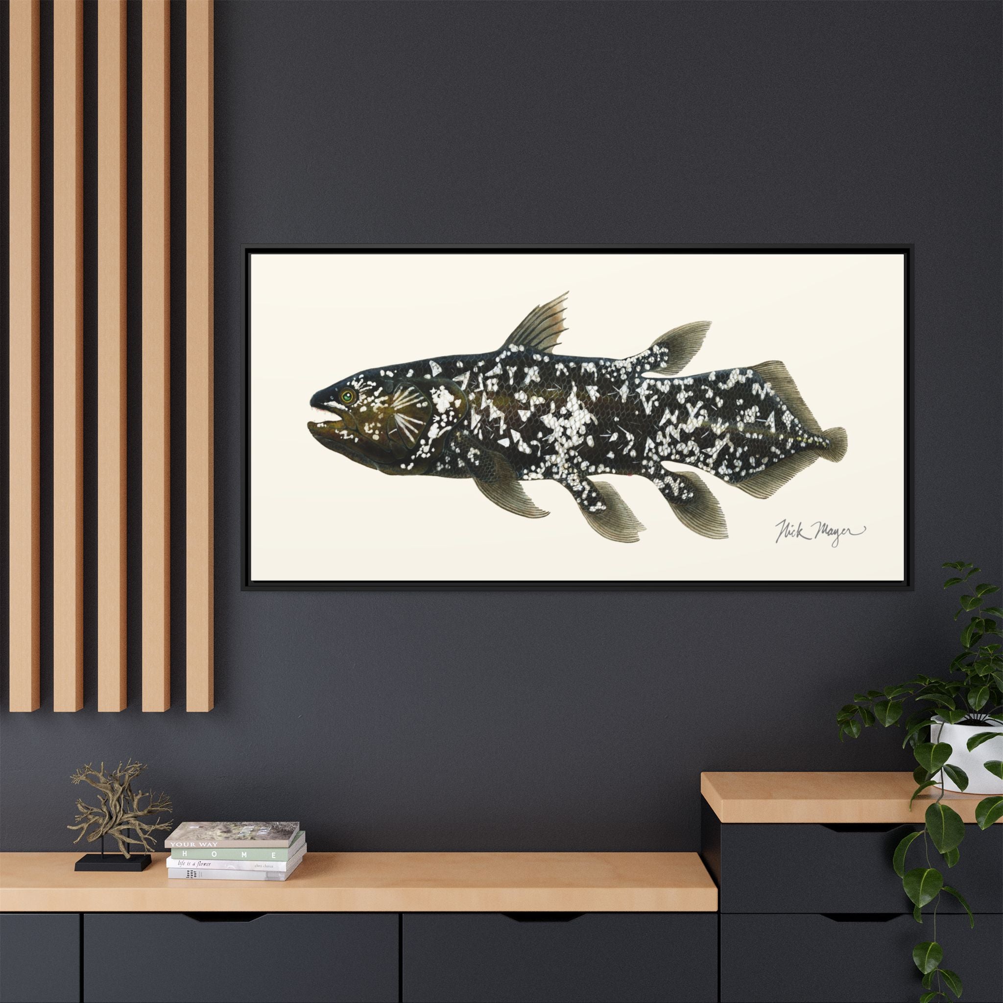 Coelacanth Framed Canvas Print Printify