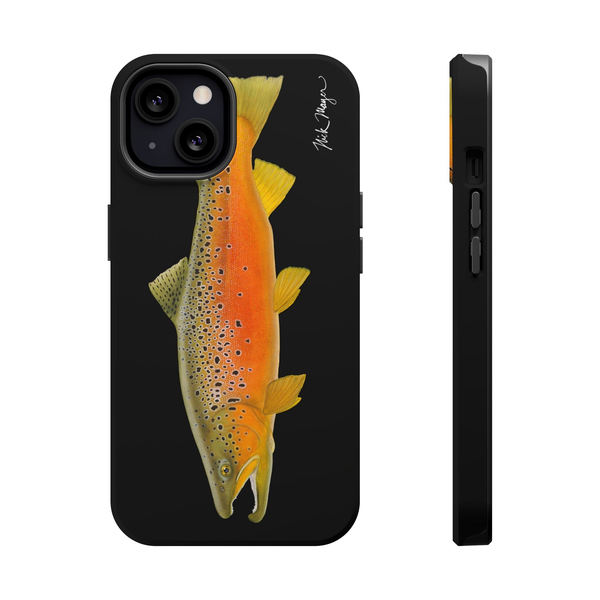 Brown Trout 2 Black MagSafe iPhone Case, NEW for Holiday 2025!