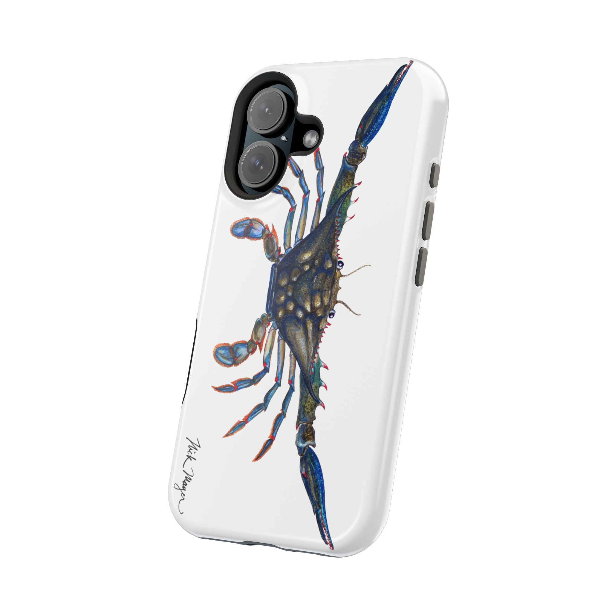 Blue Crab MagSafe White iPhone Case