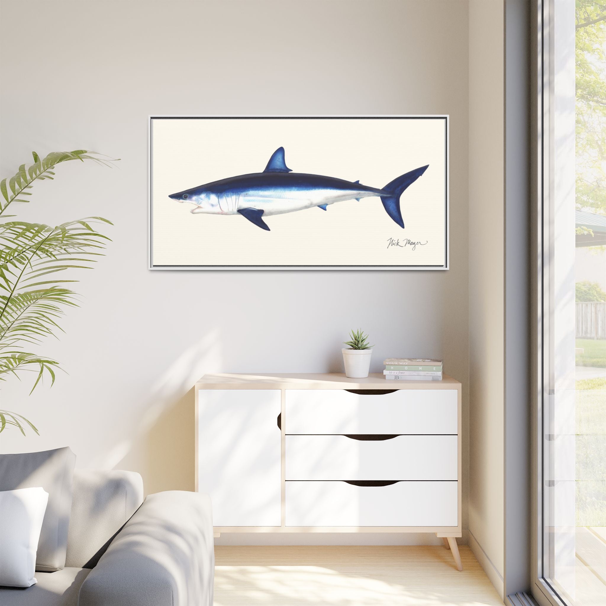 Mako Shark Framed Canvas Print Printify