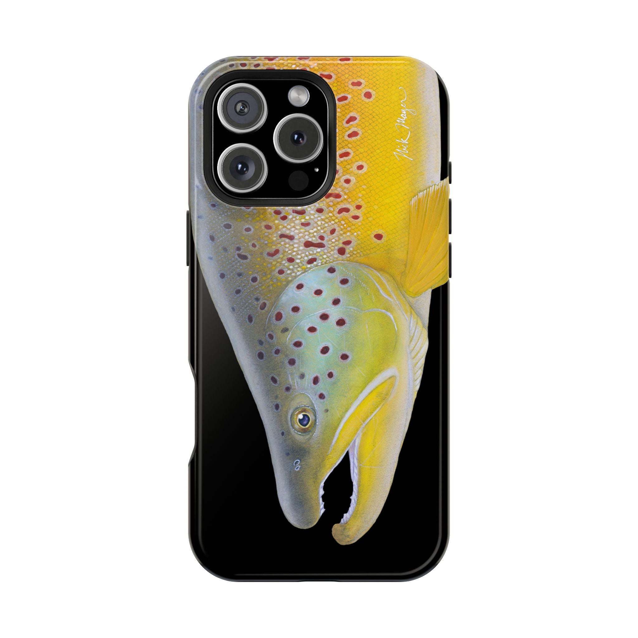 Brown Trout 3 Face Black MagSafe iPhone Case