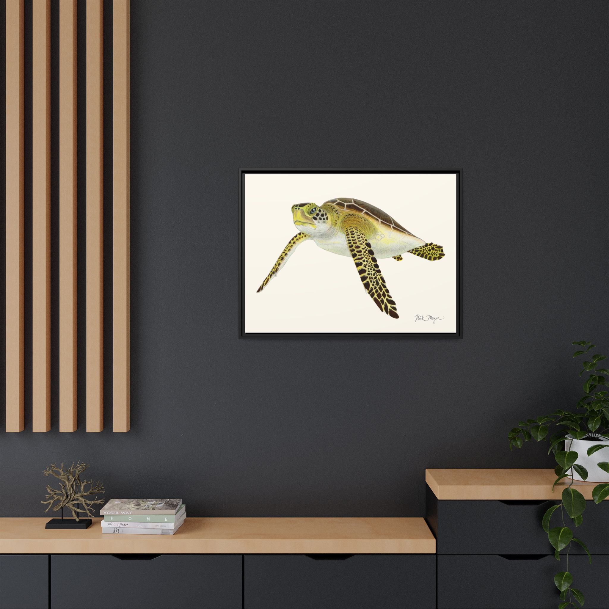 Green Sea Turtle III Framed Canvas Print Printify