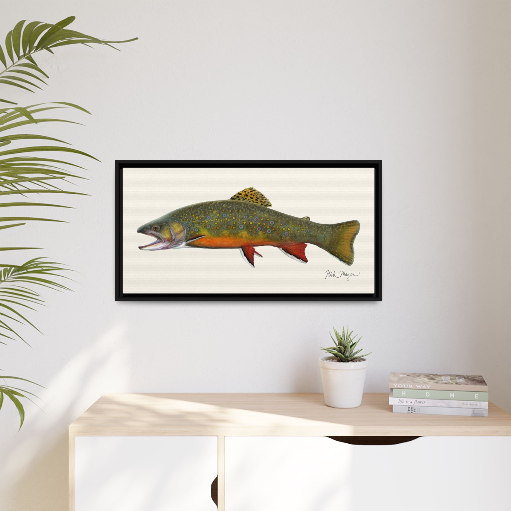 Beaver Pond Brook Trout Framed Canvas Print Printify