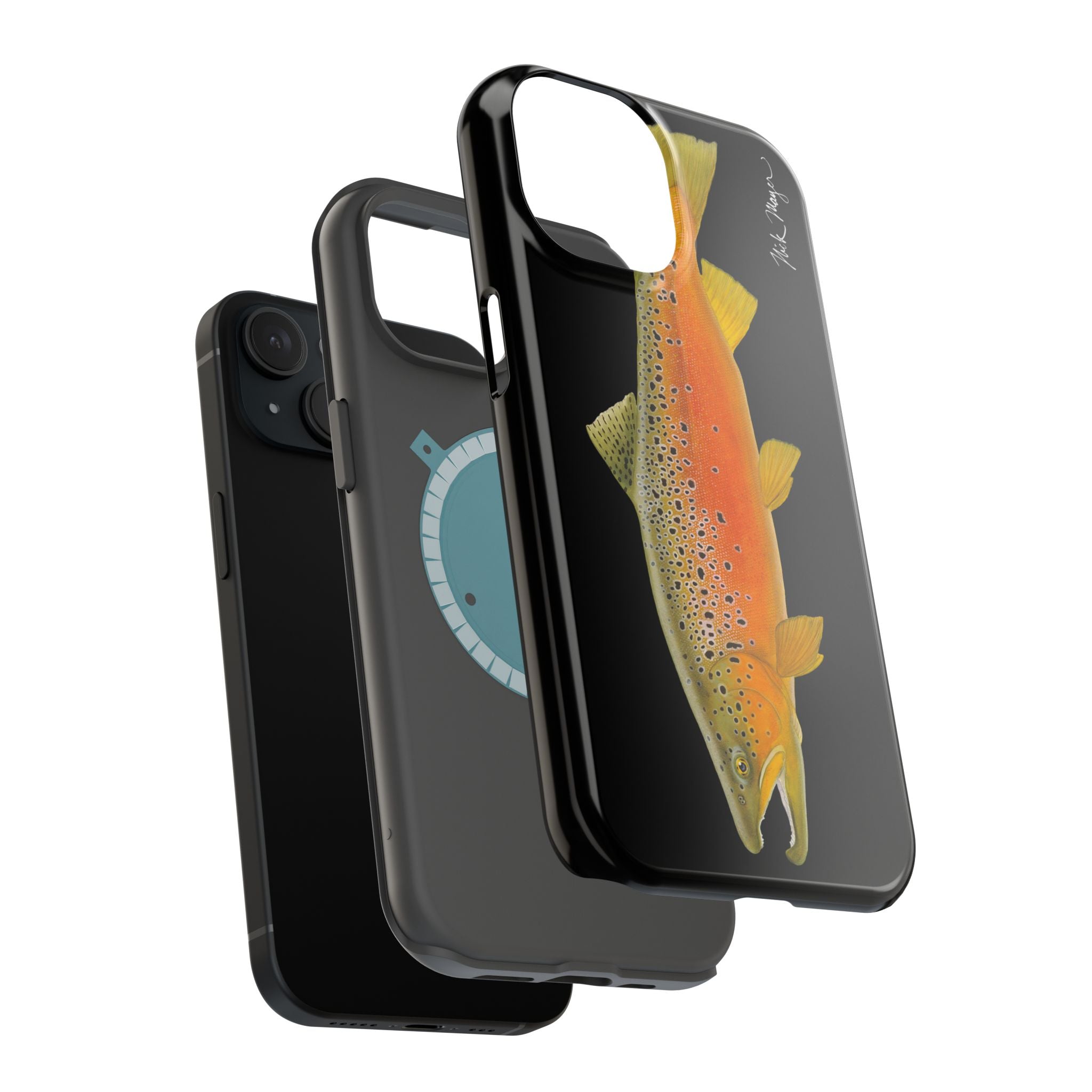 Brown Trout 2 Black MagSafe iPhone Case, NEW for Holiday 2025!