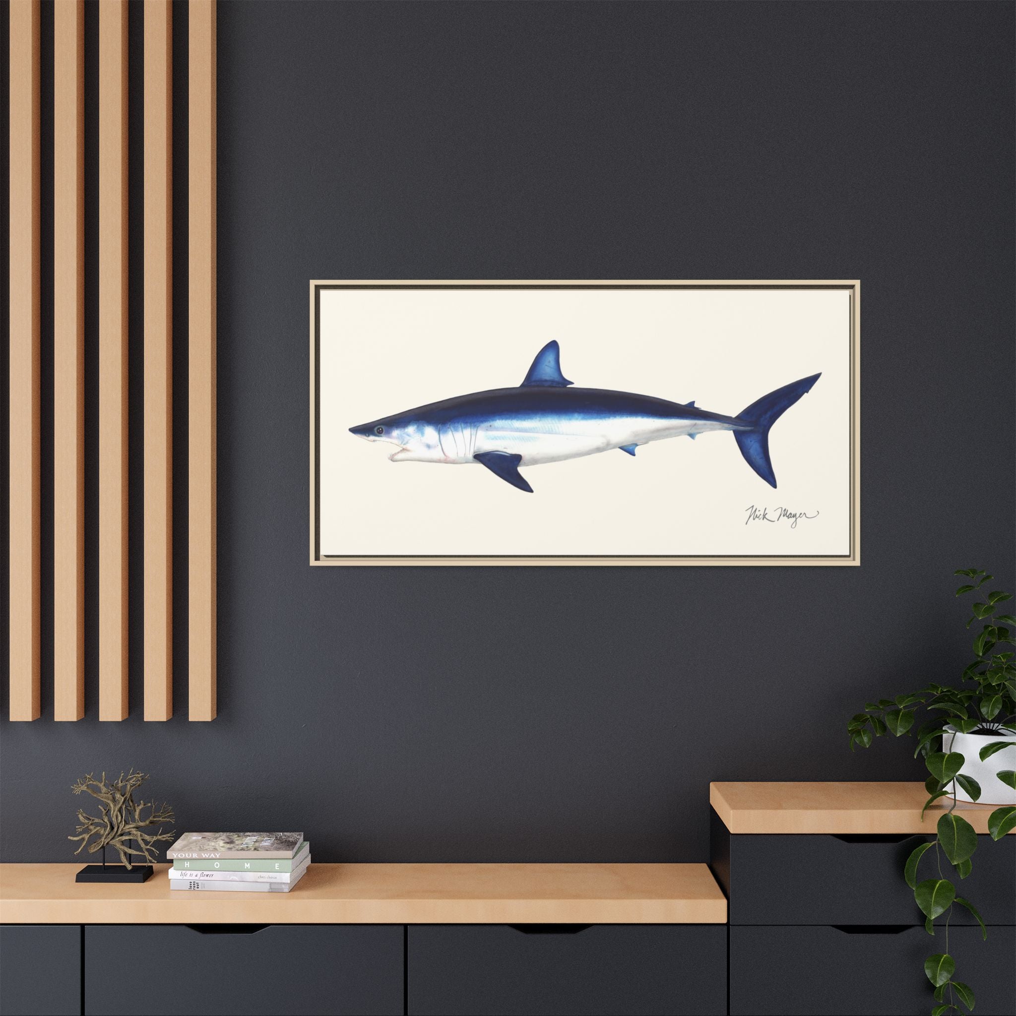 Mako Shark Framed Canvas Print Printify