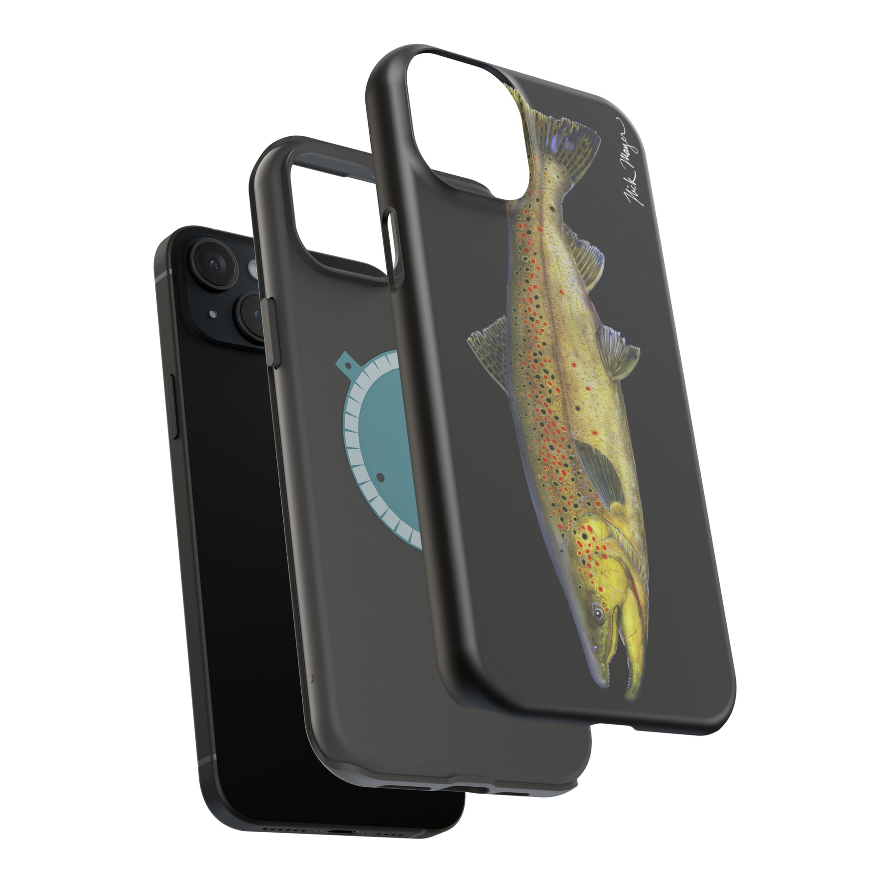 Brown Trout MagSafe Black iPhone Case