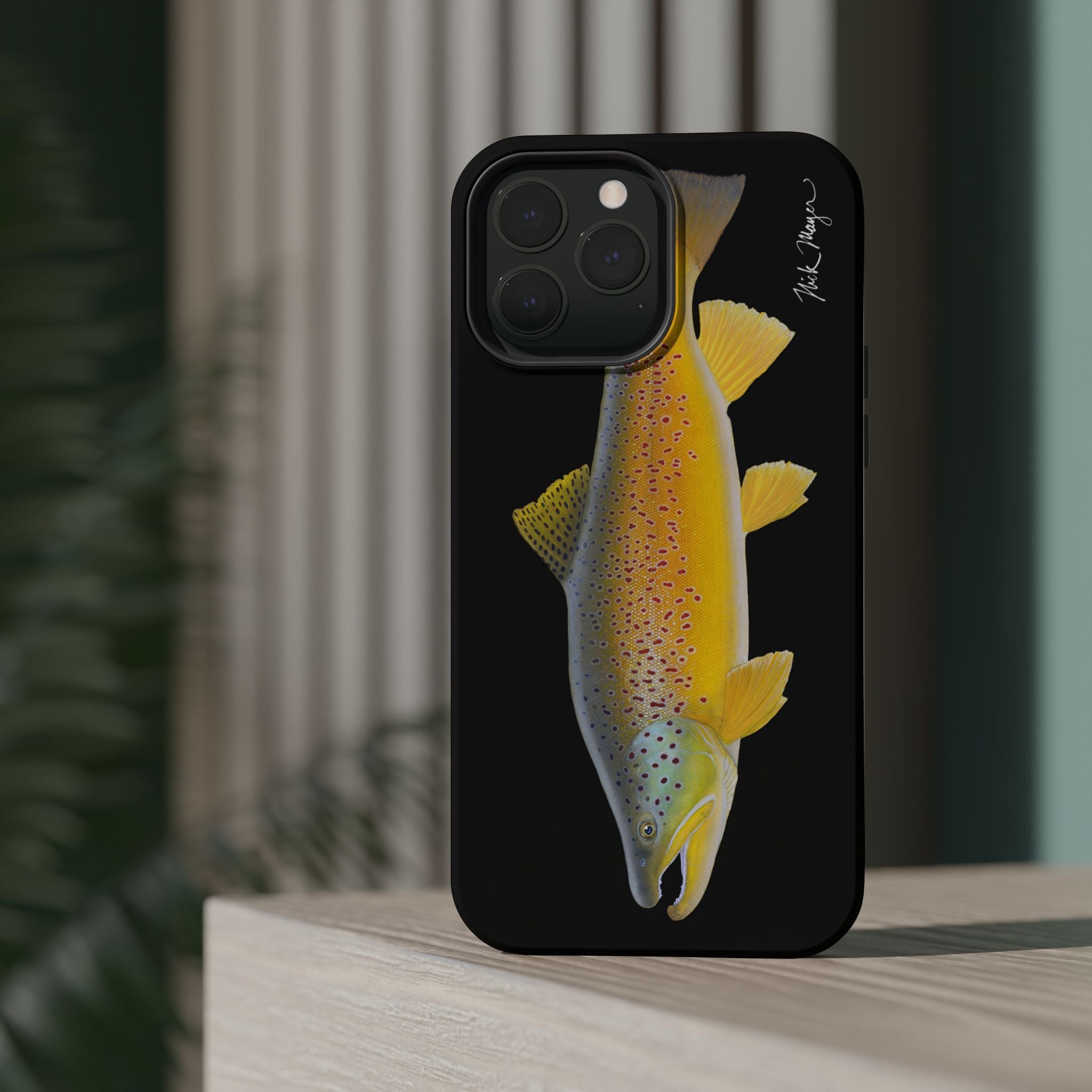 Brown Trout 3 Black MagSafe iPhone Case