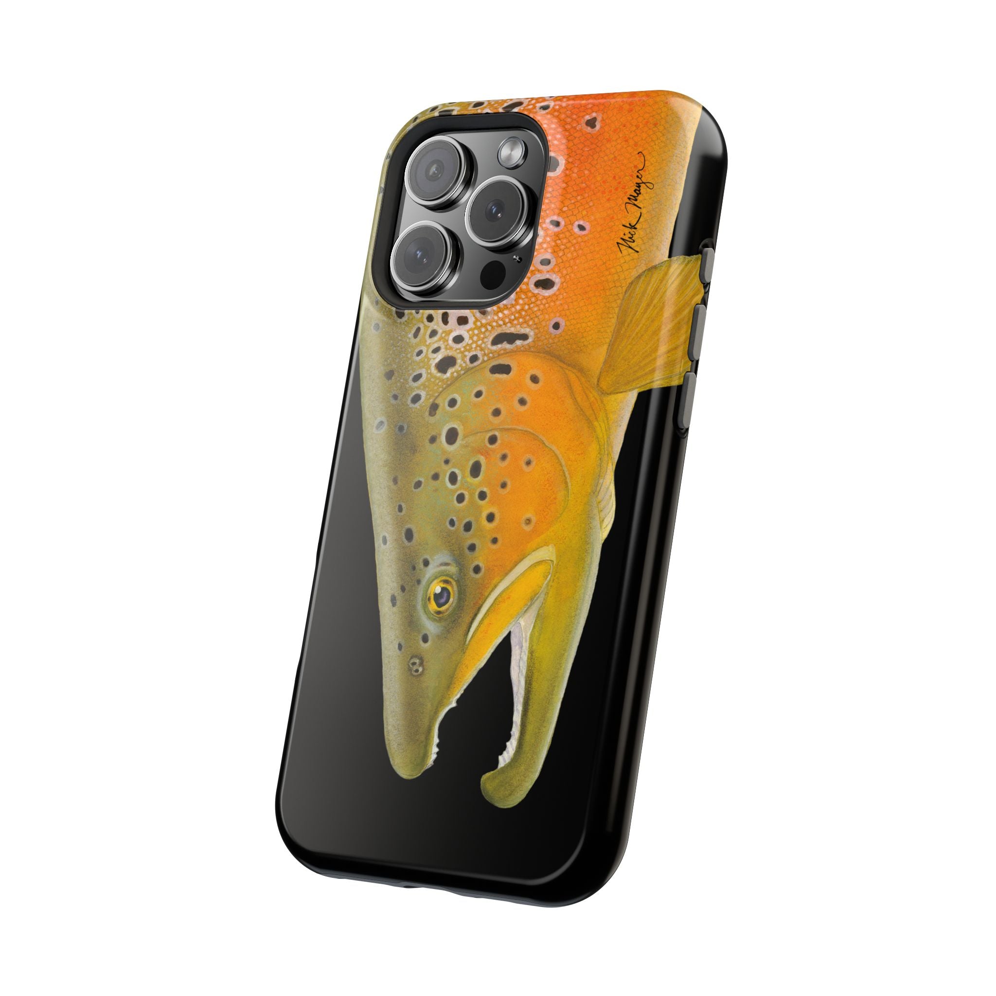 Brown Trout 2 Black MagSafe iPhone Case