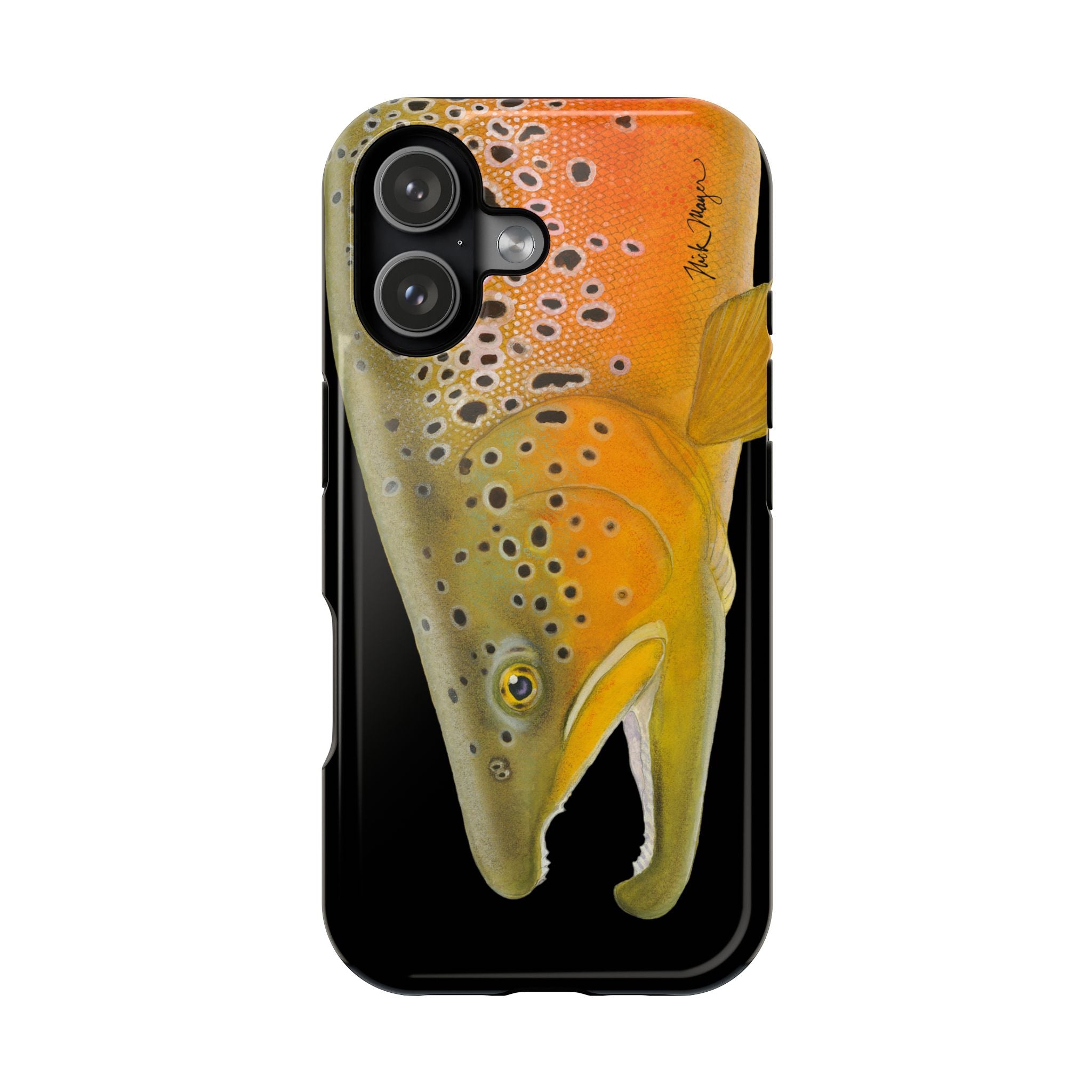 Brown Trout 2 Black MagSafe iPhone Case