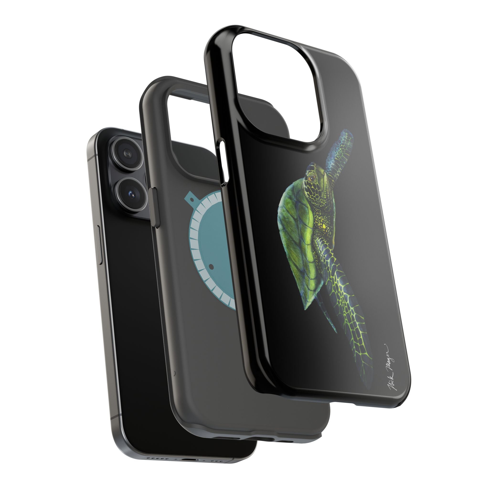 Green Sea Turtle MagSafe Black iPhone Case