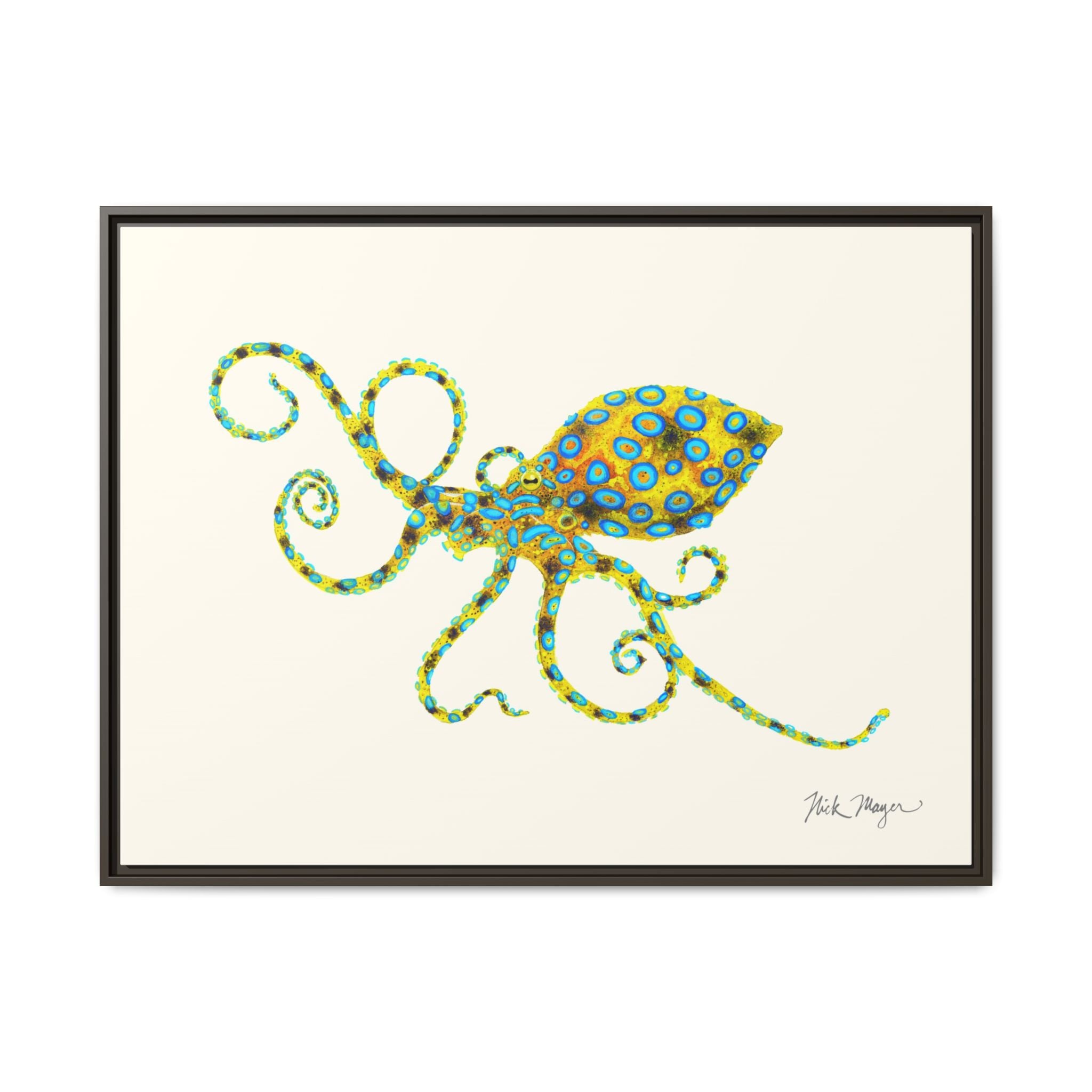 Blue Ringed Octopus Framed Canvas Print Printify