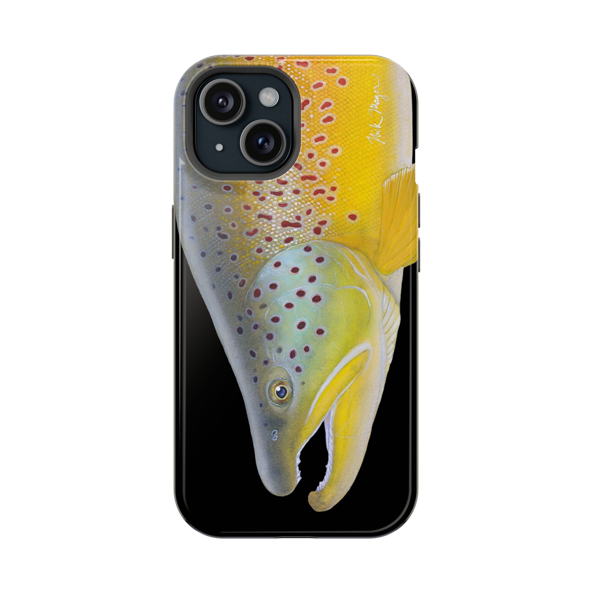 Brown Trout 3 Face Black MagSafe iPhone Case