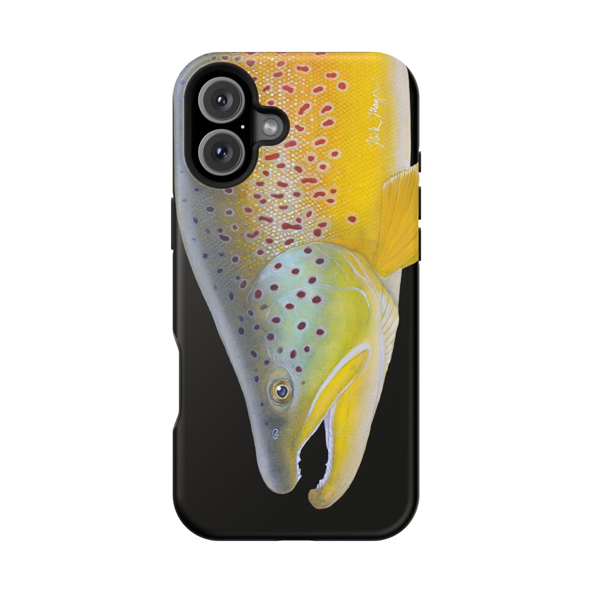 Brown Trout 3 Face Black MagSafe iPhone Case