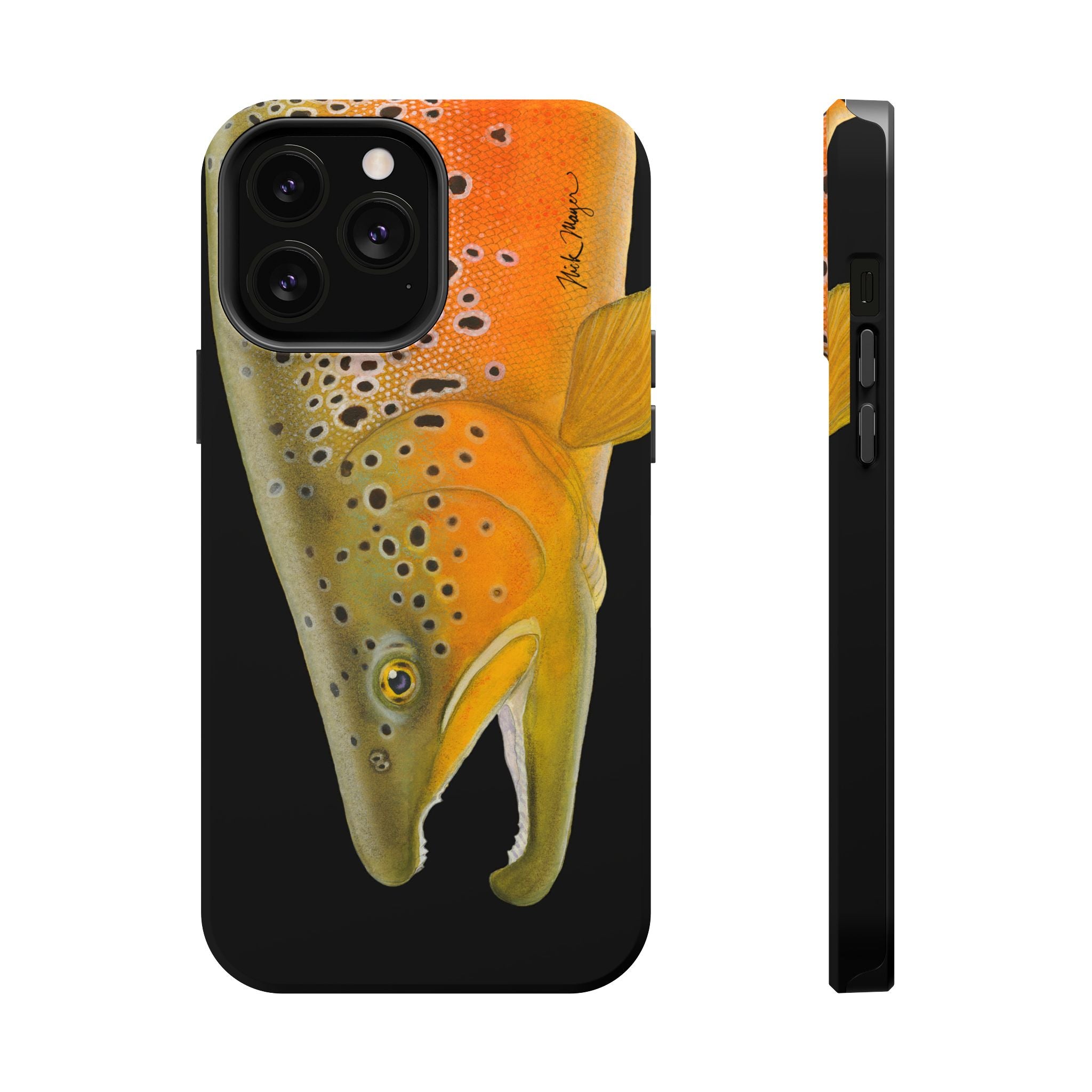 Brown Trout 2 Black MagSafe iPhone Case