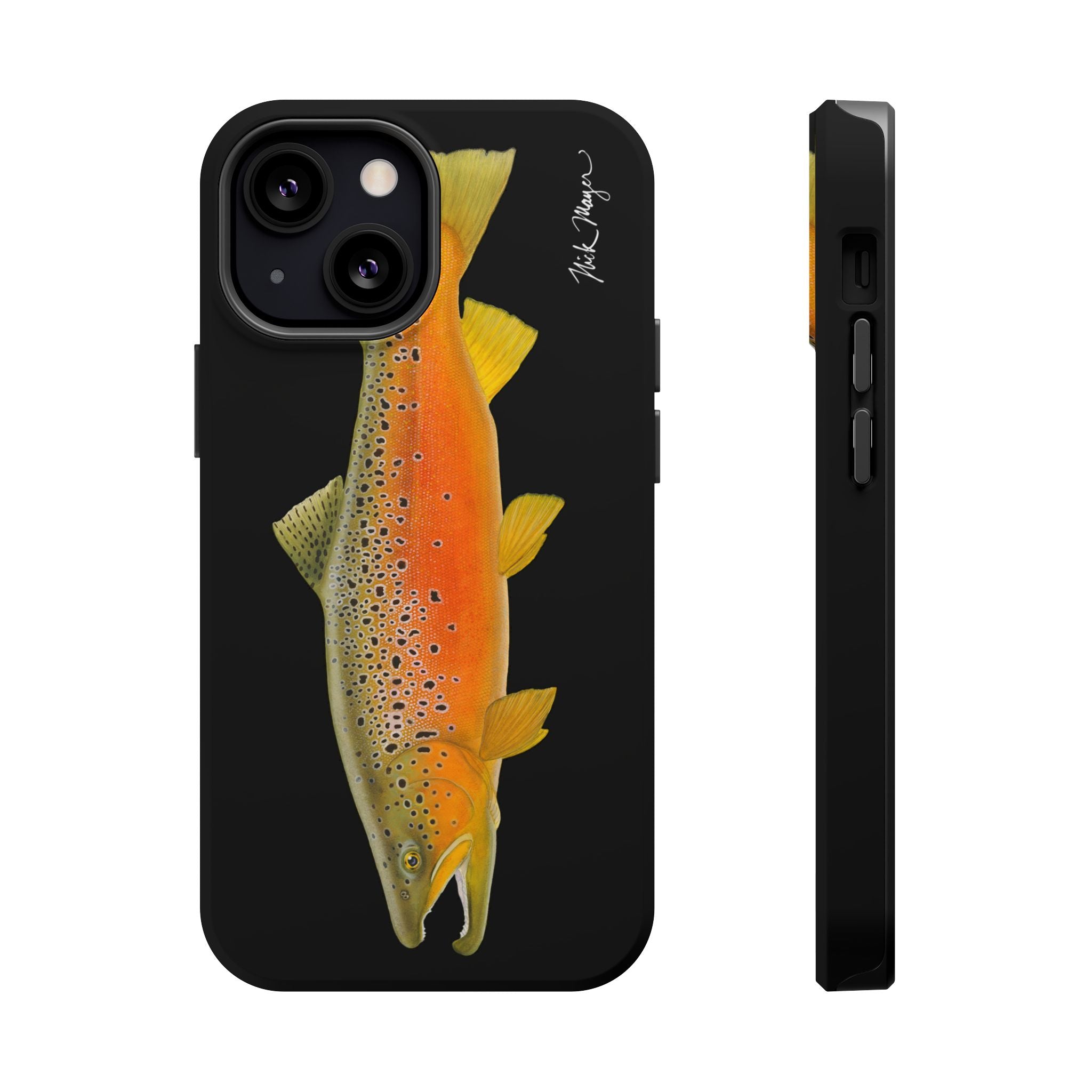 Brown Trout 2 Black MagSafe iPhone Case, NEW for Holiday 2025!