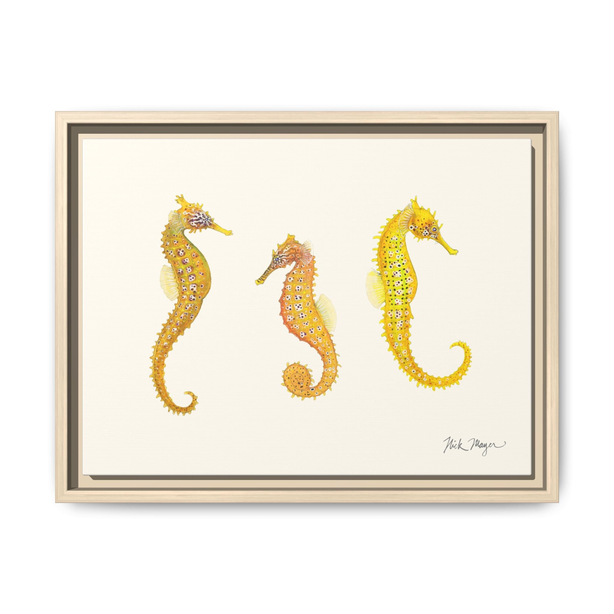 Giant Seahorse Trio Framed Canvas Print Printify